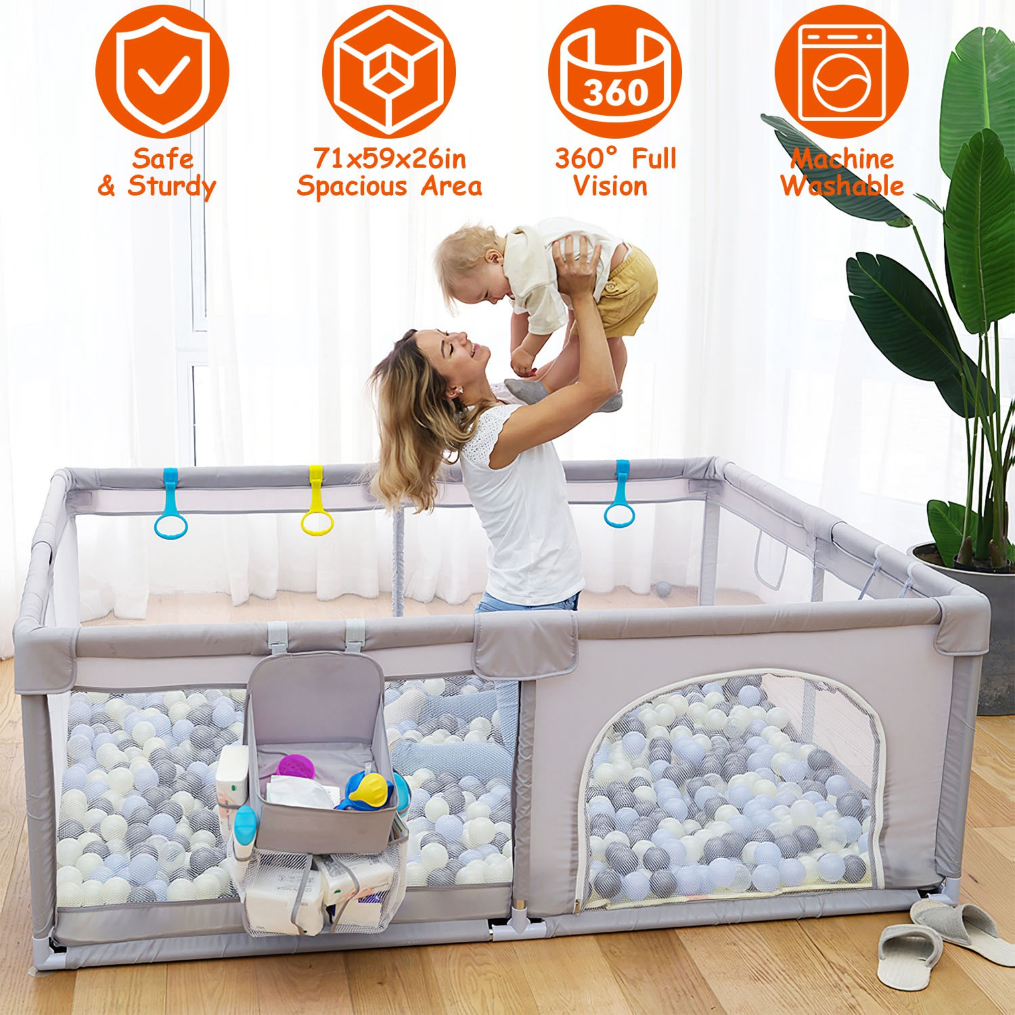 GBruno Baby Play Yard 71x59x26in