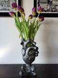 Anatomical Heart Vase, Pewter Finish | Unique Gothic Home Decor | Resin Sculpture Flower Vase, Medical Gift and Gothic Home Decor