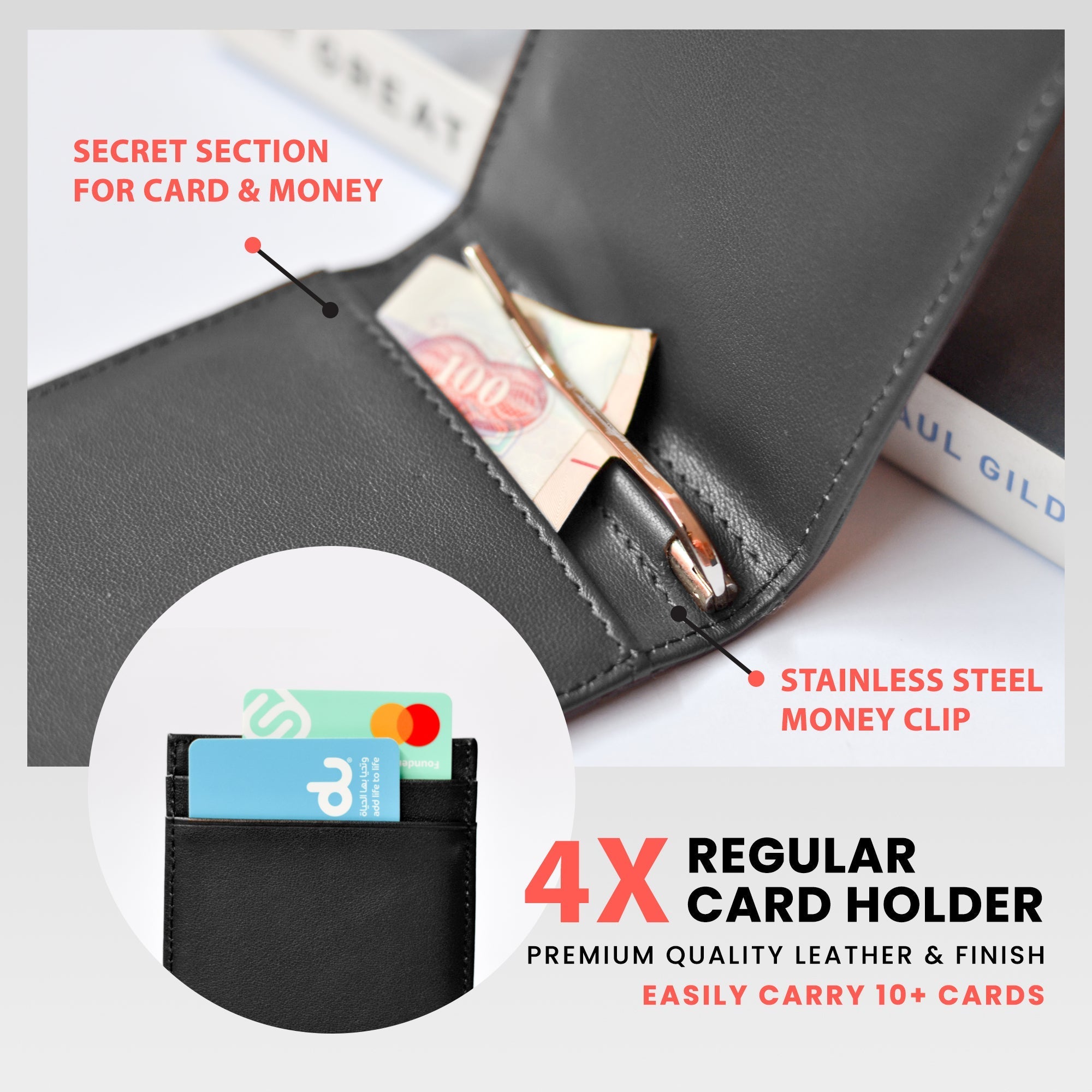 Avera Group Slim Genuine Leather Rfid Blocking Bifold Wallet With Money Clip