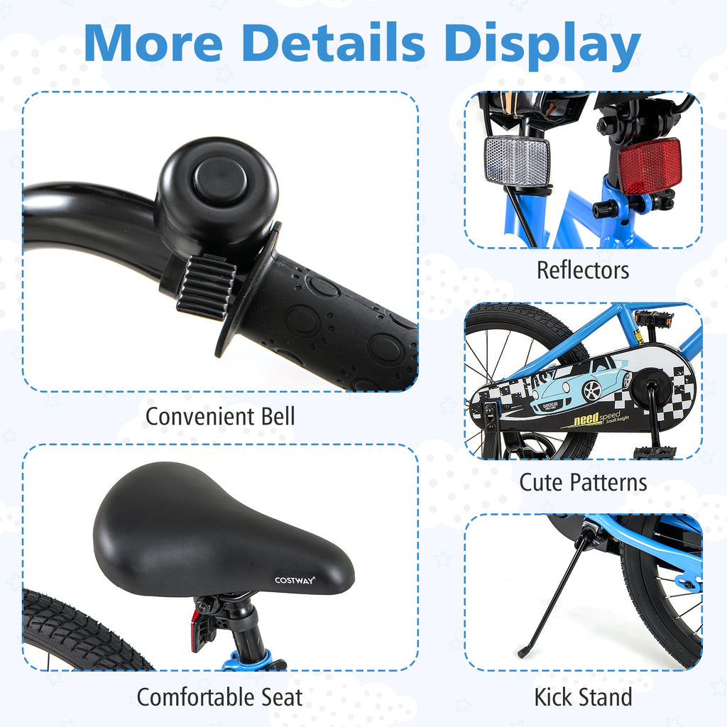 18 Inch Kids Bike with Removable Training Wheels for Aged 4-8 Years Old