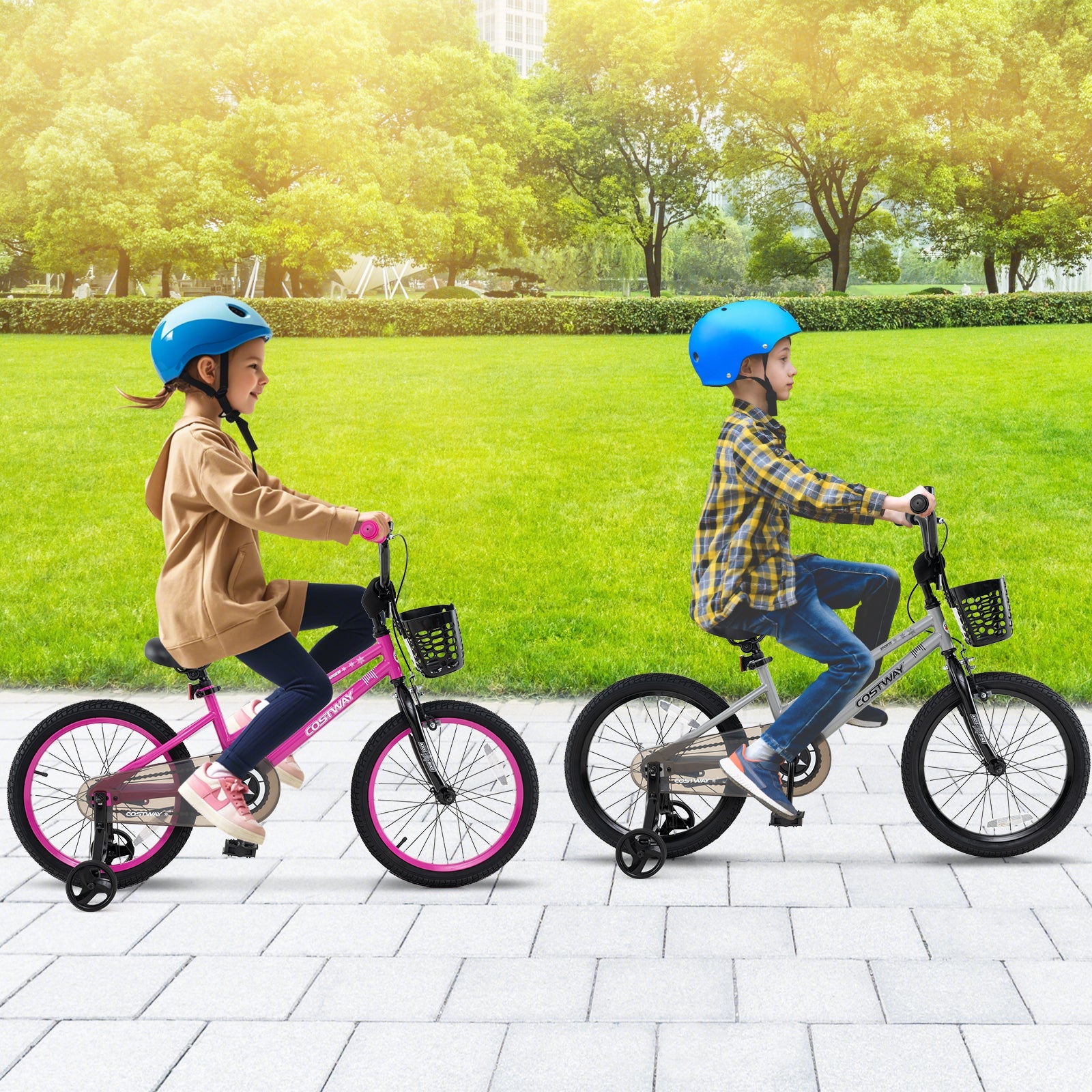 18 Inch Kids Bike Adjustable with Transparent Chain Cover for 4-8 Years Old