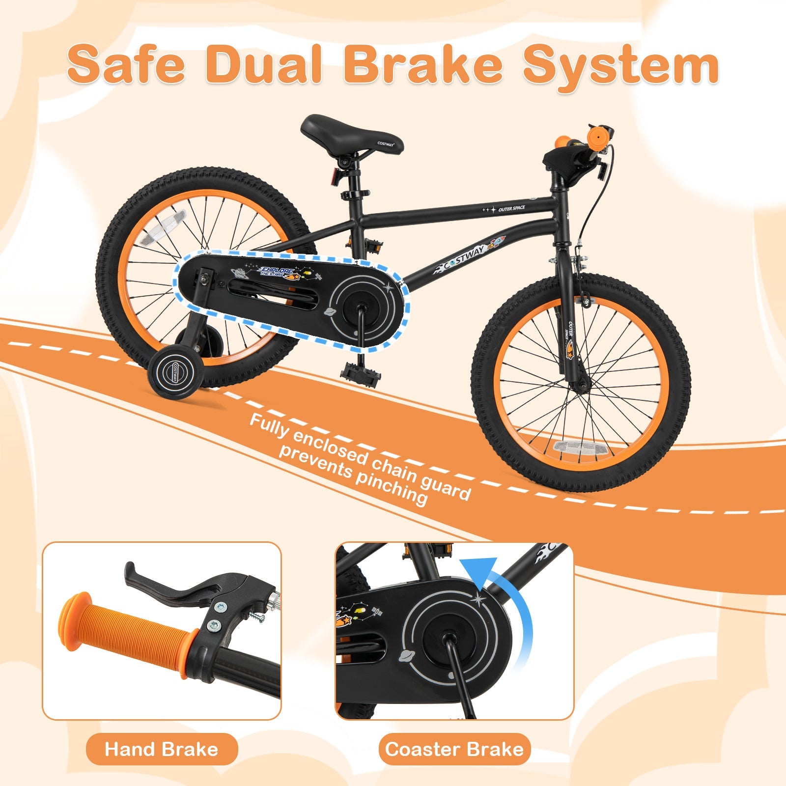 18-Inch Kids Bike Sport Bicycle for 4-8 Years Old with Adjustable Seat-18 inches