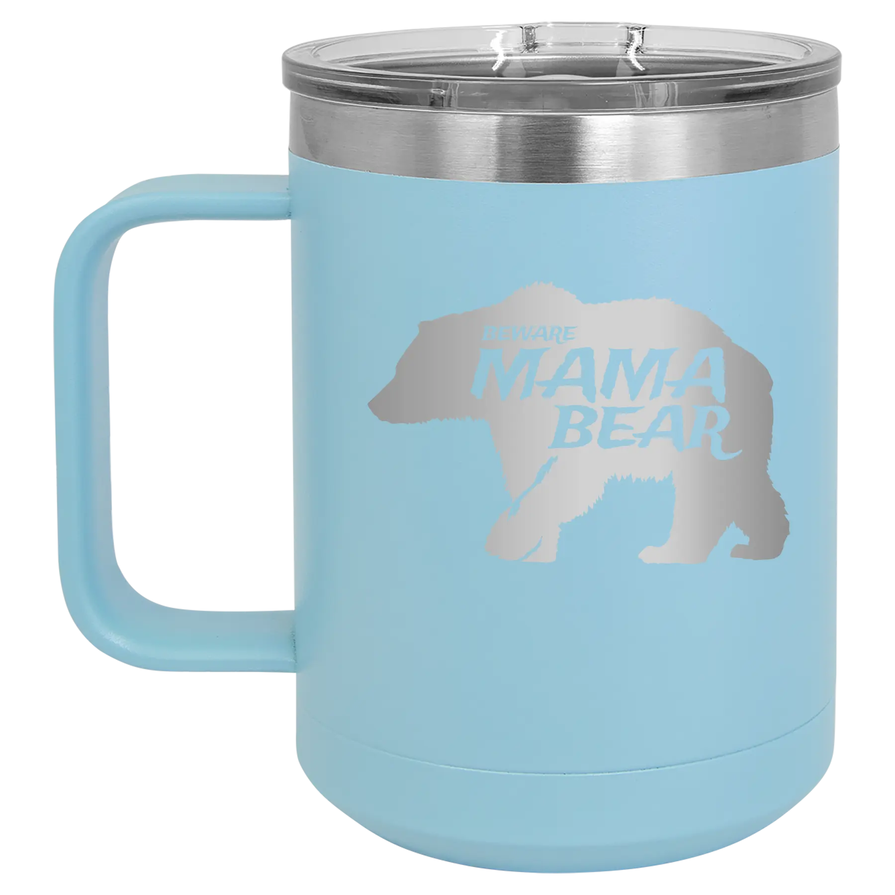Beware Mama Bear 15 oz Mug | Light Blue