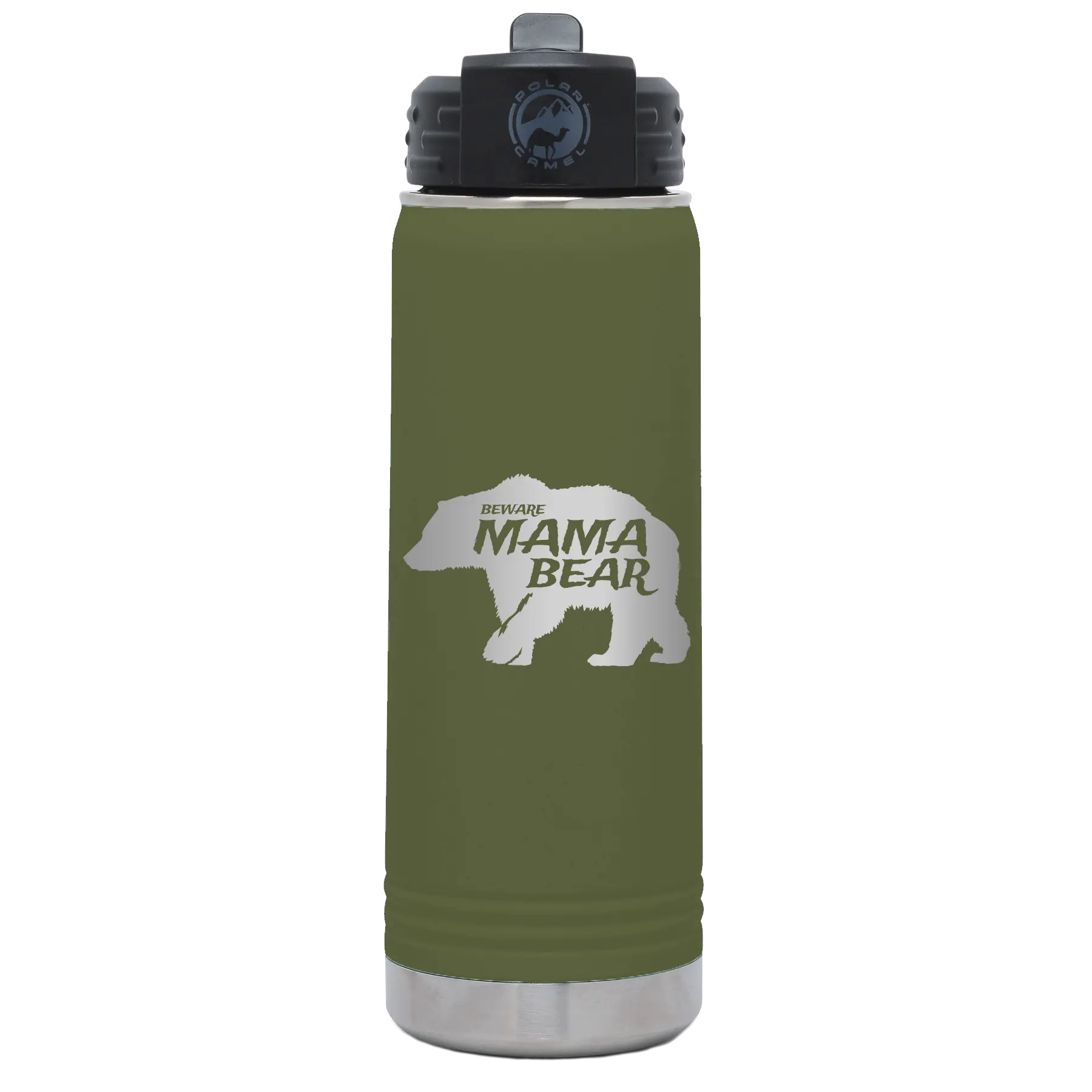 Beware Mama Bear 20 oz Water Bottle | Olive Green