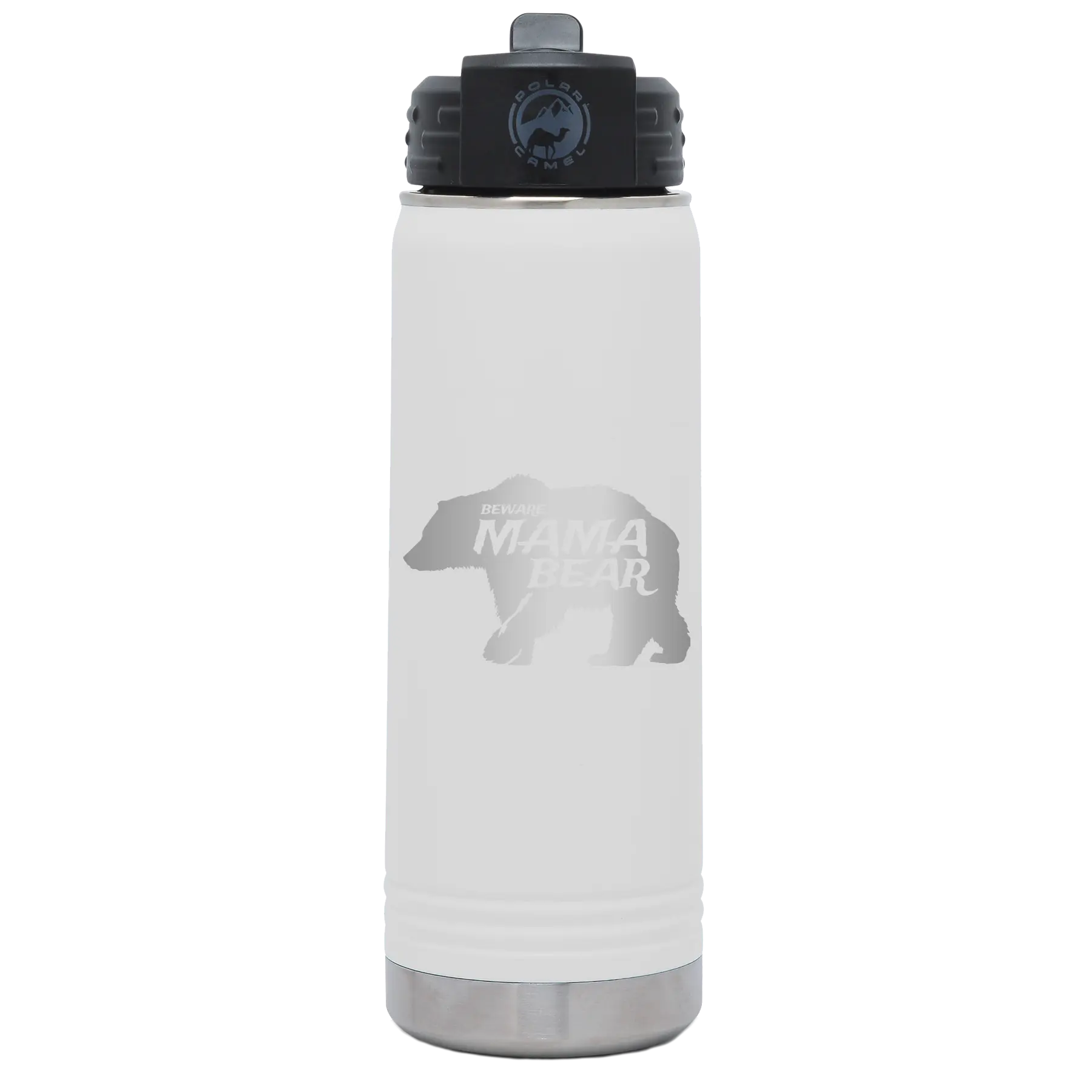 Beware Mama Bear 20 oz Water Bottle | White