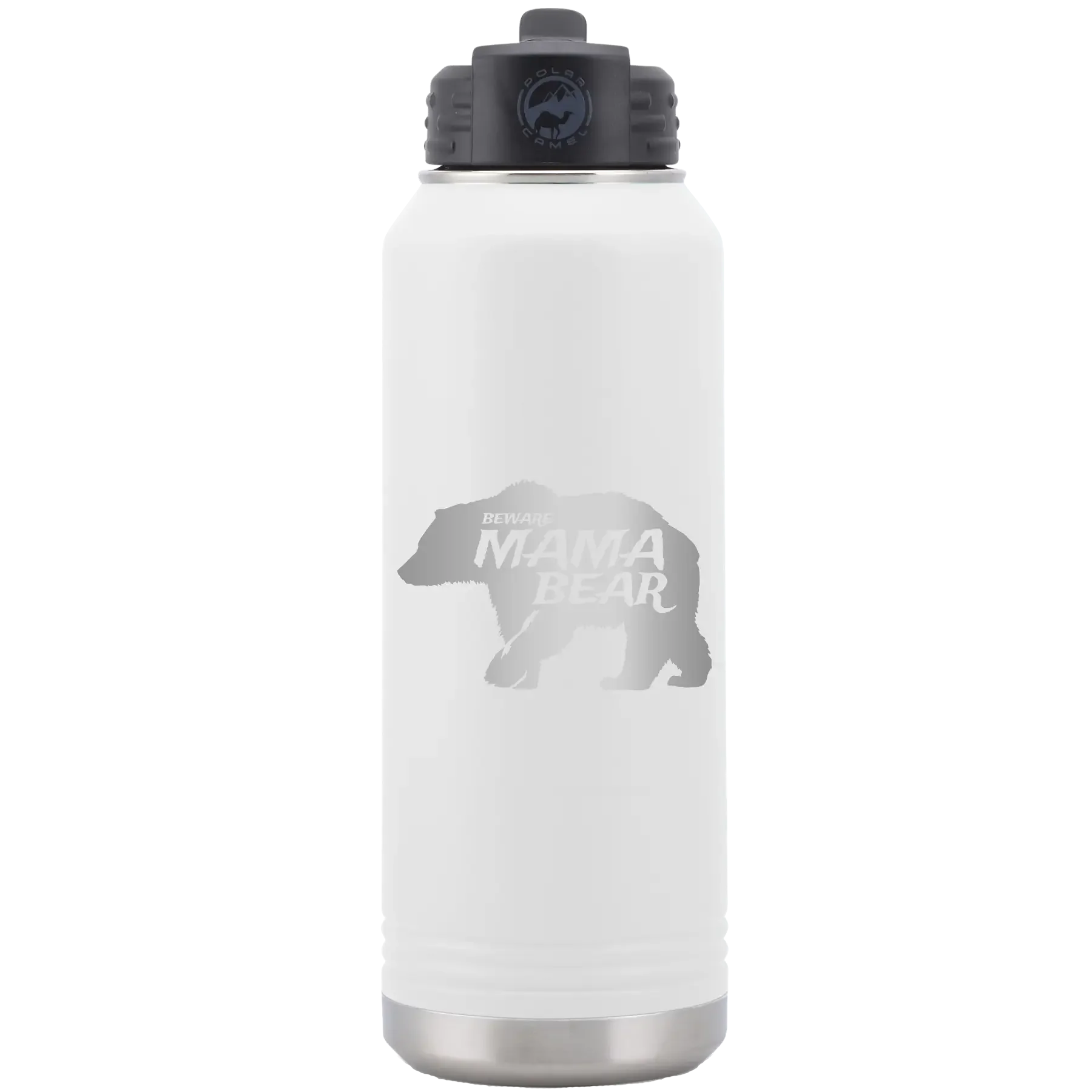 Beware Mama Bear 32 oz Water Bottle | White