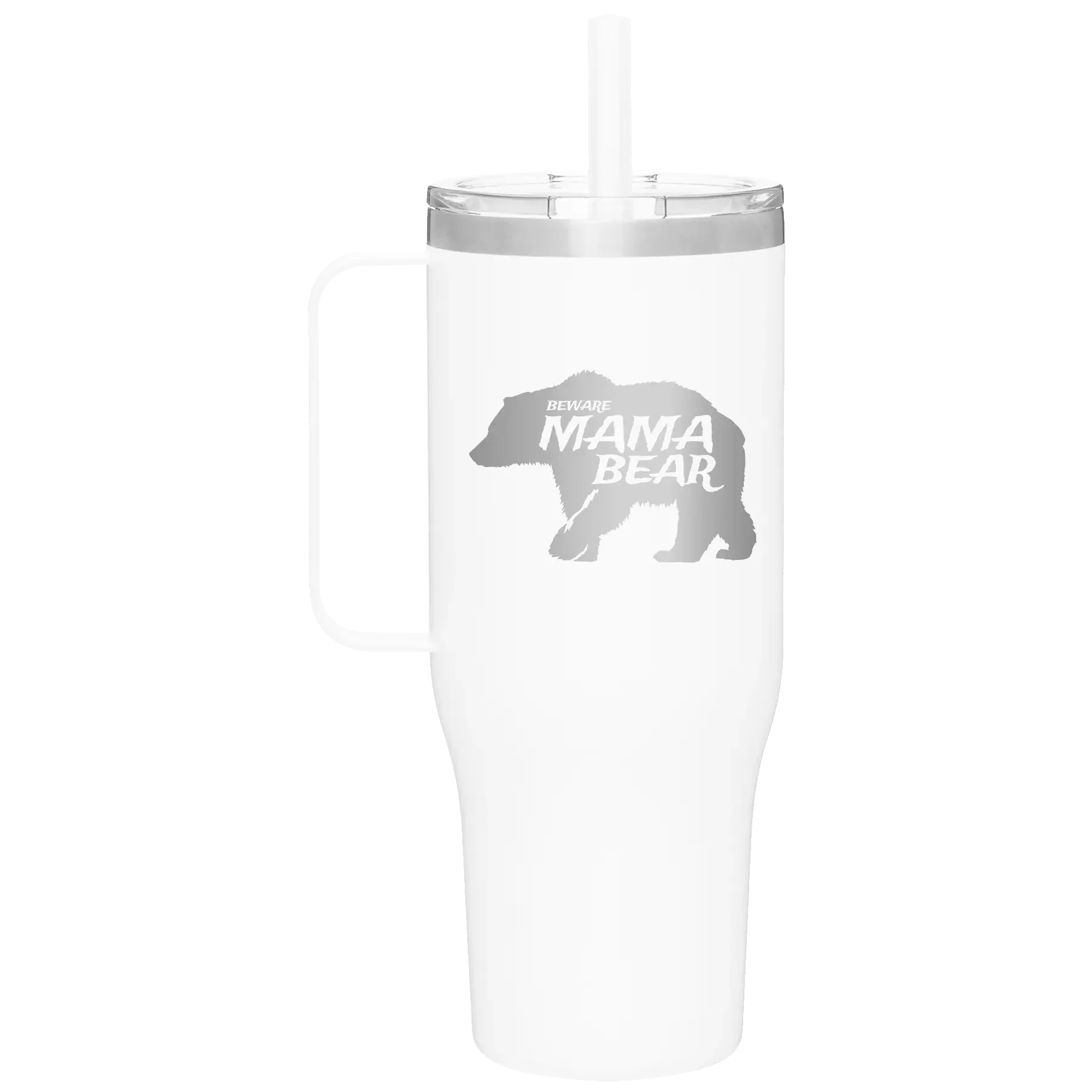 Beware Mama Bear 40 oz Tumbler Mug | White