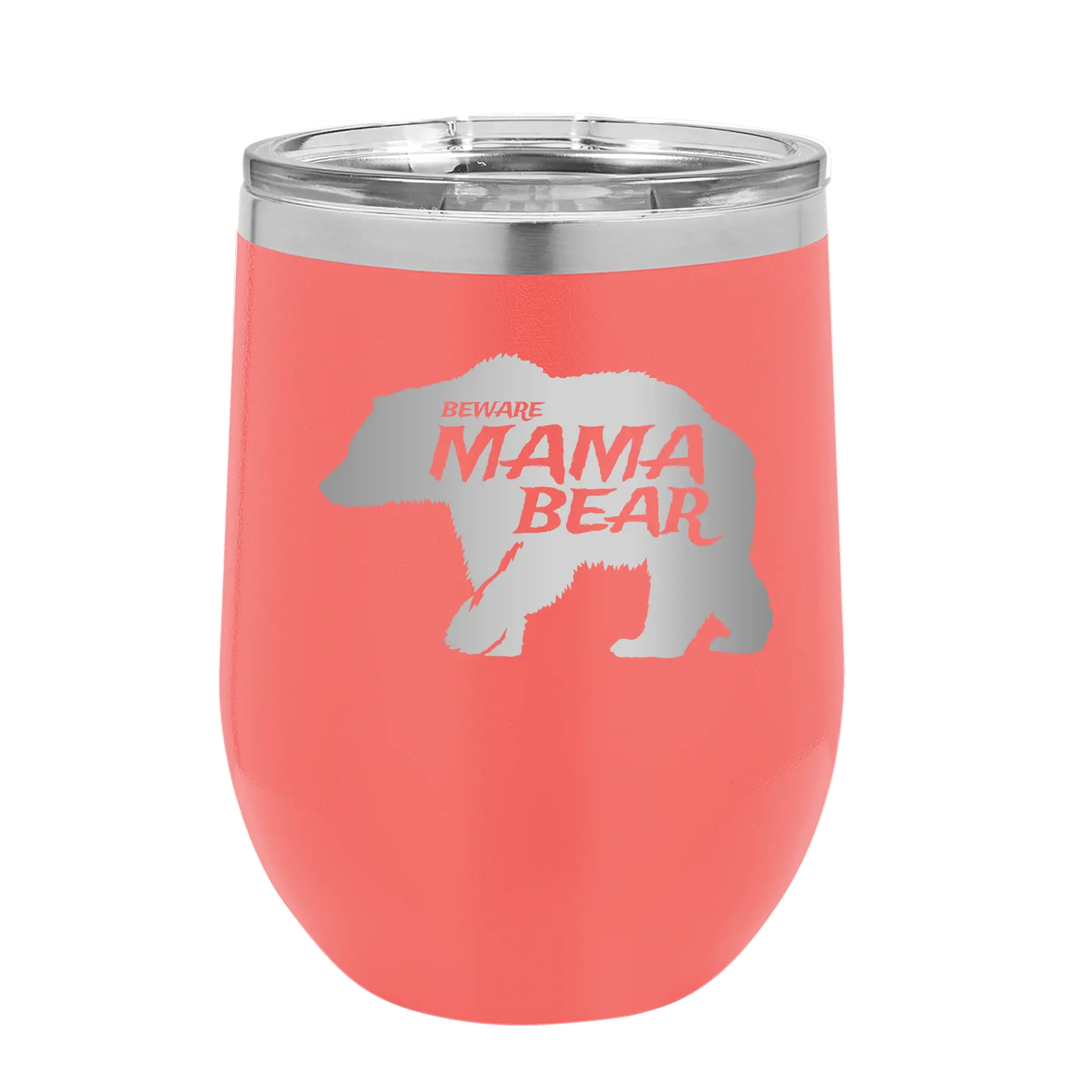 Beware Mama Bear Wine Cup | Coral