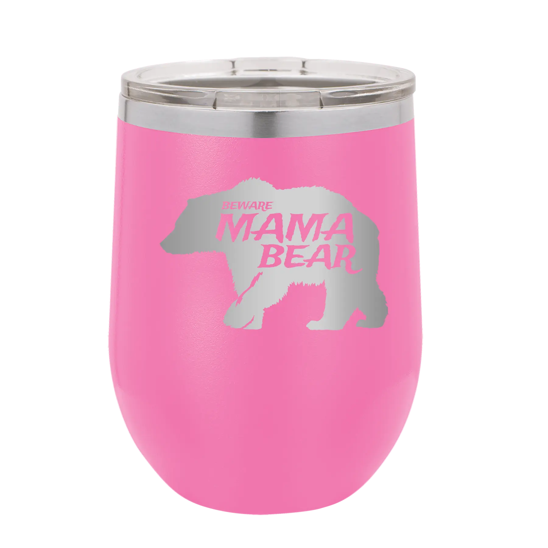 Beware Mama Bear Wine Cup | Pink