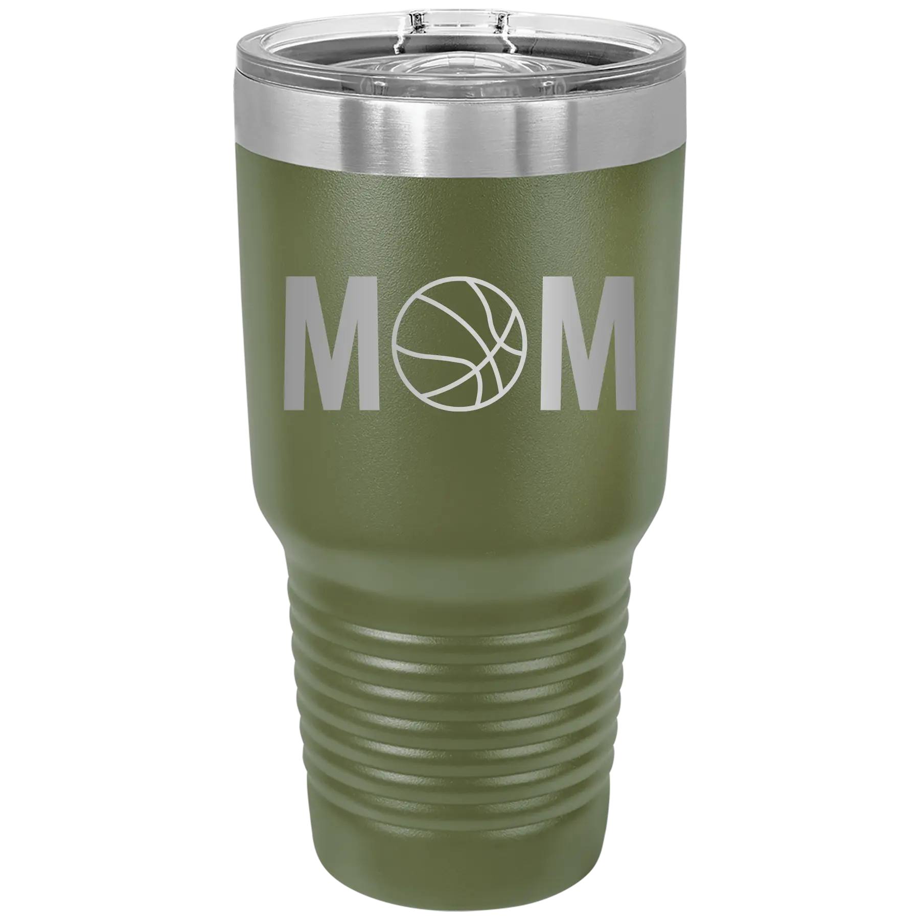 Mom Basketball 30 oz Tumbler | Olive Green