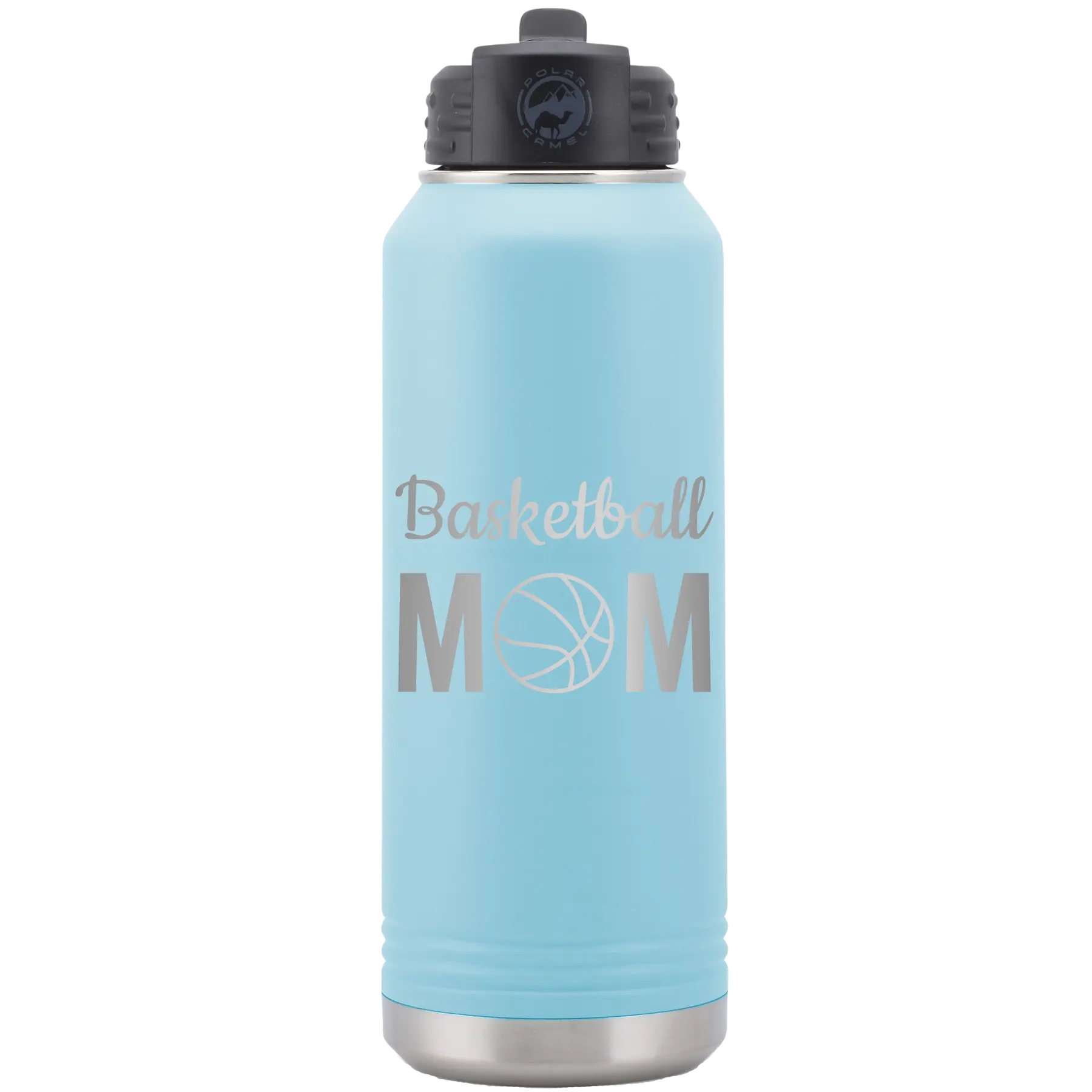 Mom Basketball2 32 oz Water Bottle | Light Blue