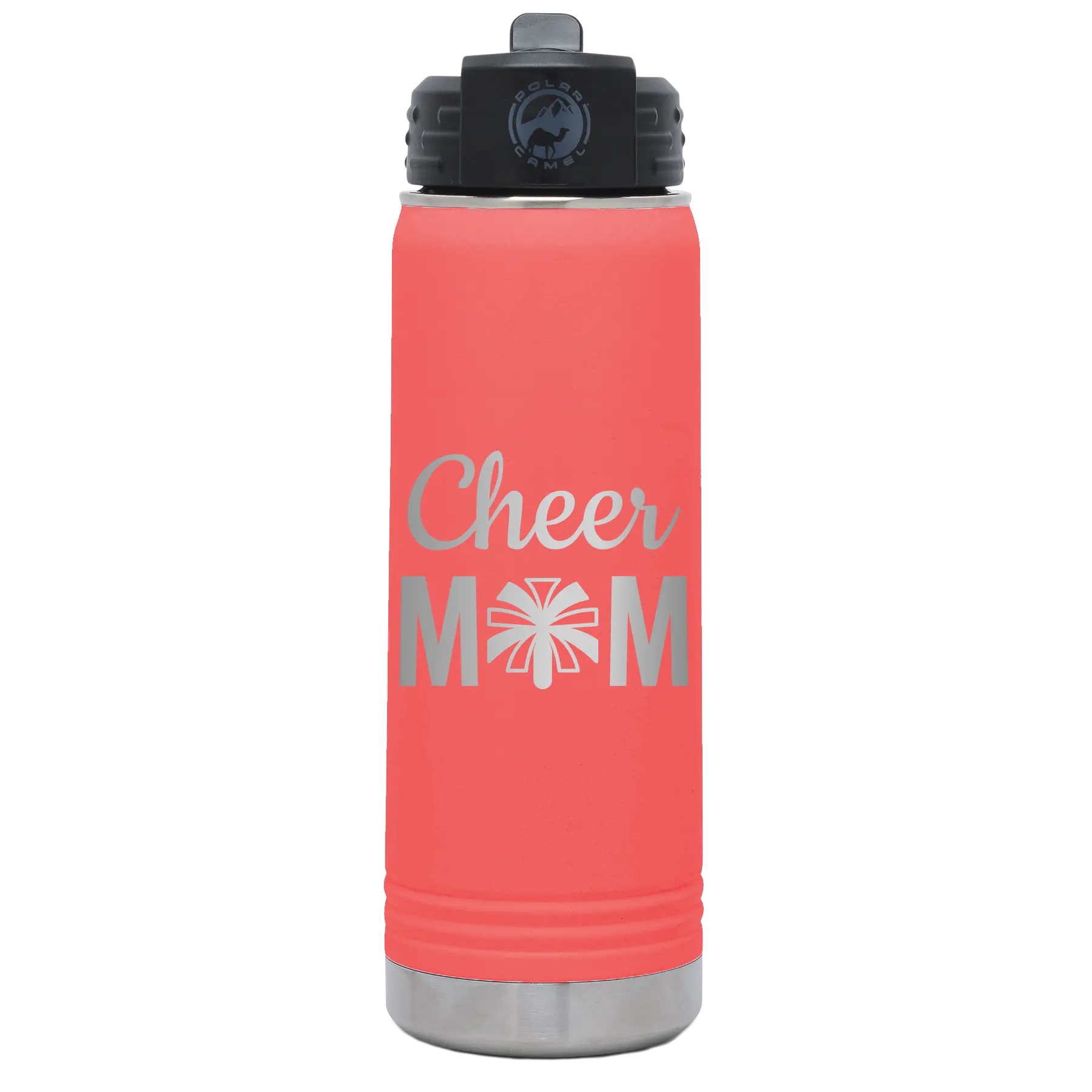 Mom Cheer2 20 oz Water Bottle | Coral