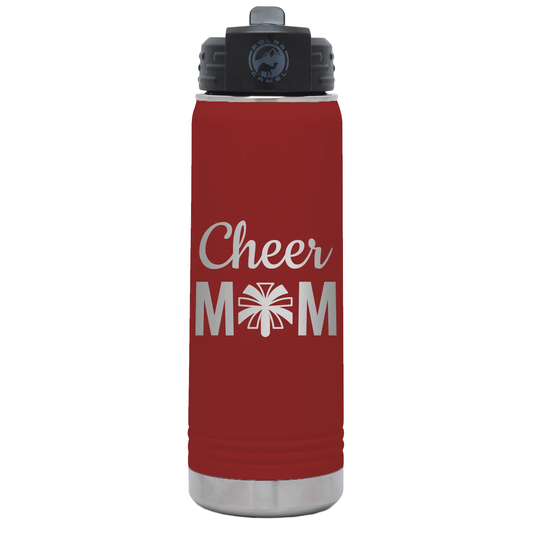 Mom Cheer2 20 oz Water Bottle | Maroon
