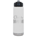 Mom Cheer2 20 oz Water Bottle | White