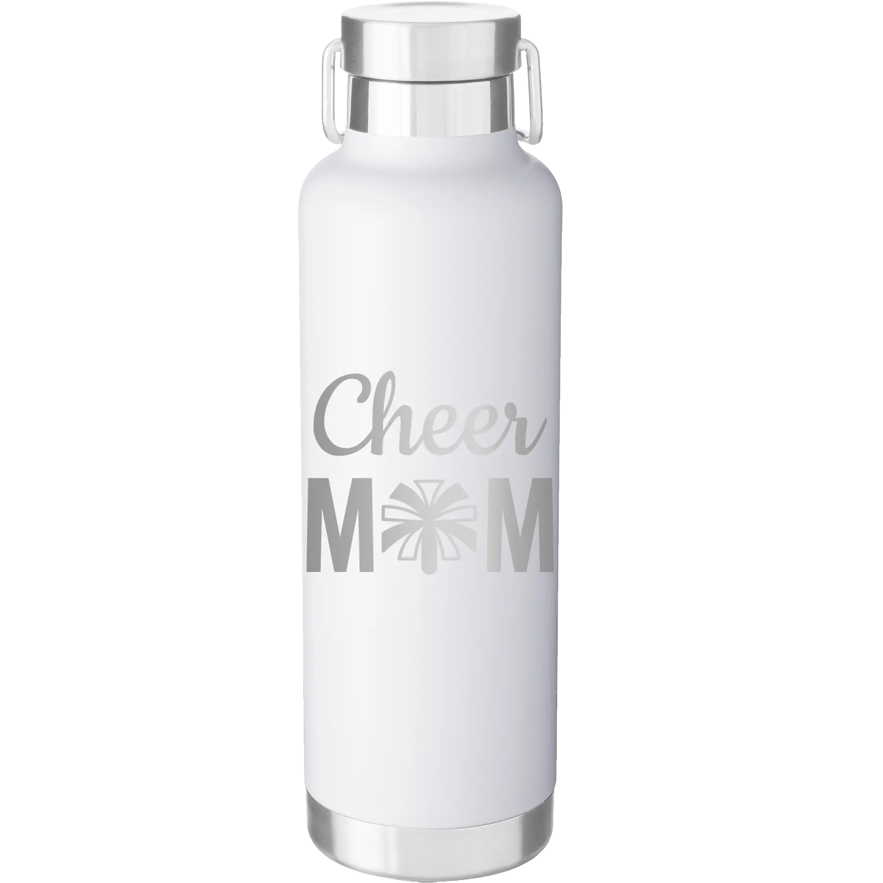 Mom Cheer2 24 oz Water Bottle | White