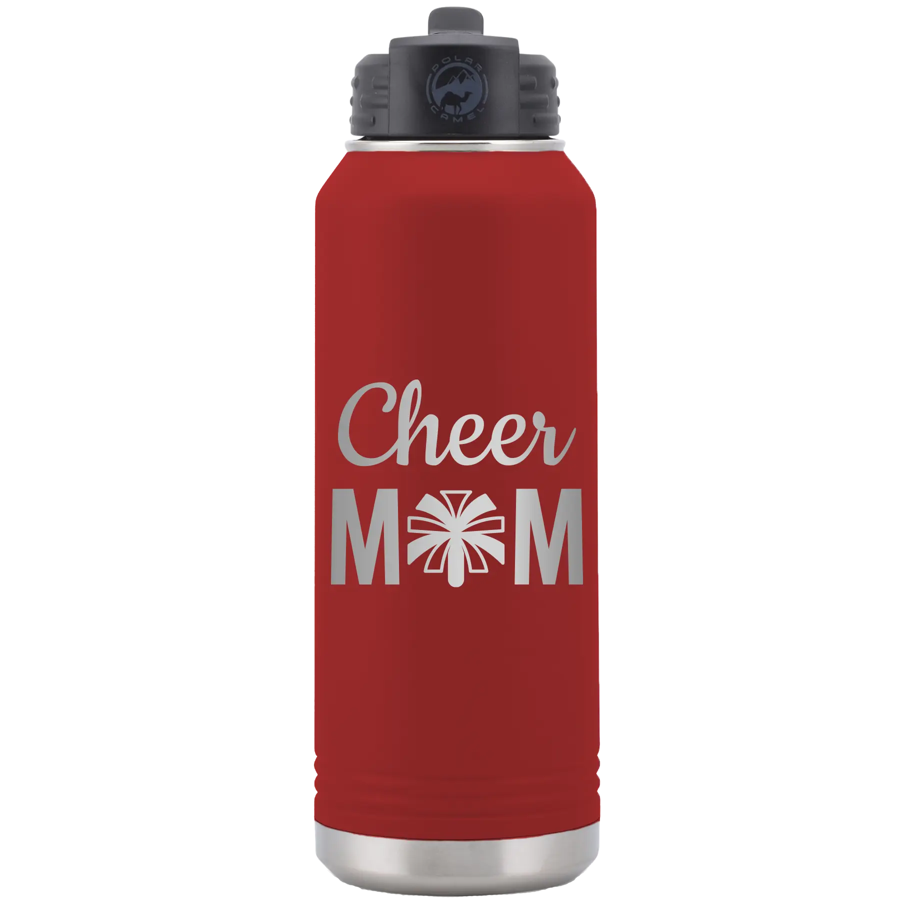 Mom Cheer2 32 oz Water Bottle | Maroon