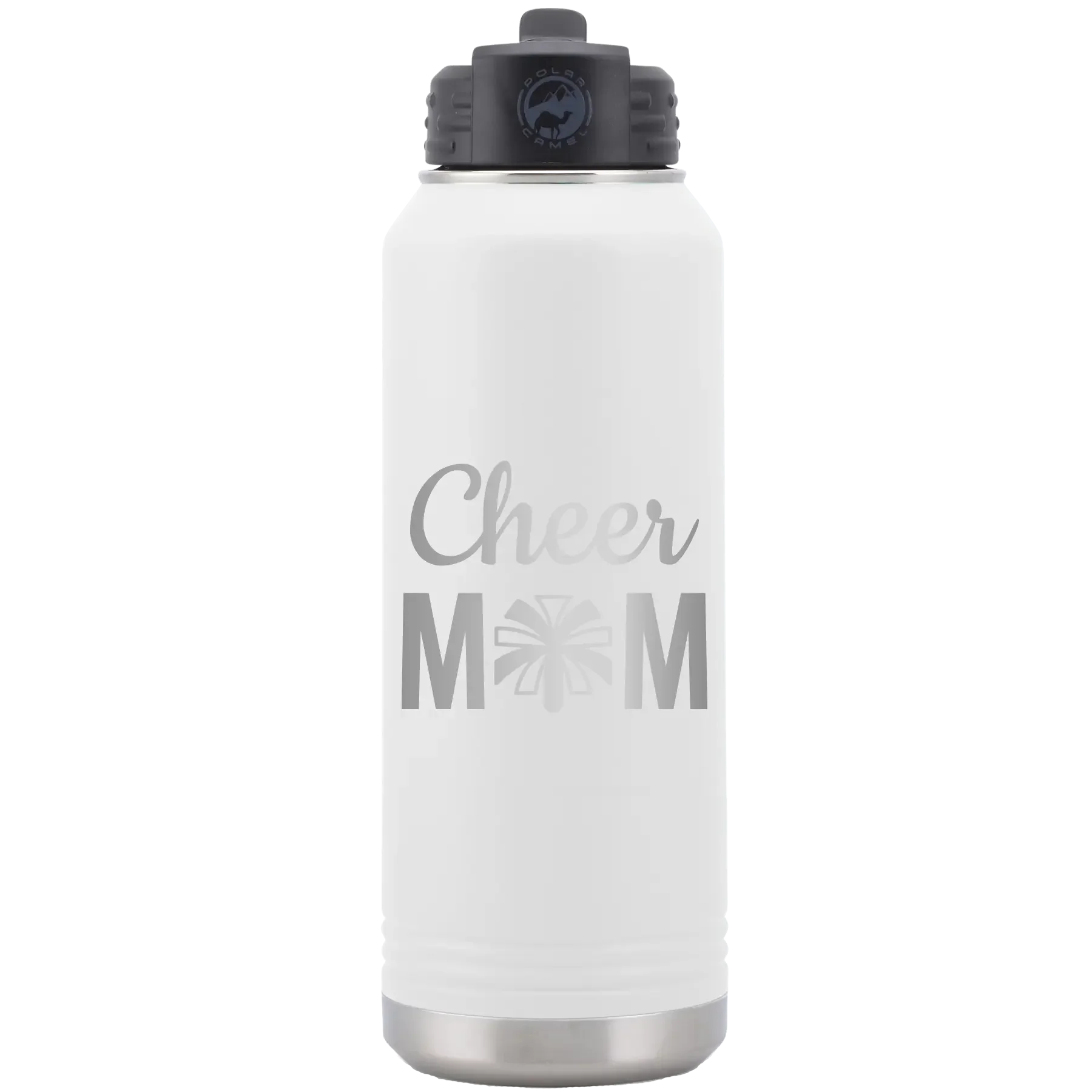 Mom Cheer2 32 oz Water Bottle | White