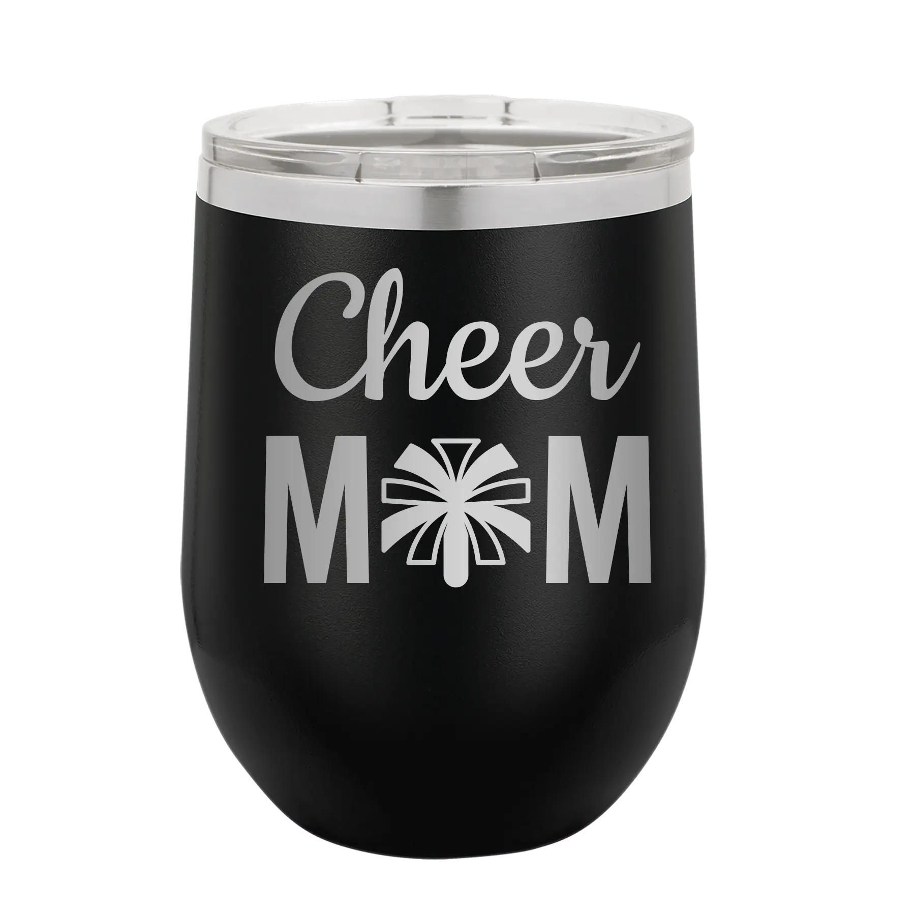 Mom Cheer2 Wine Cup | Black