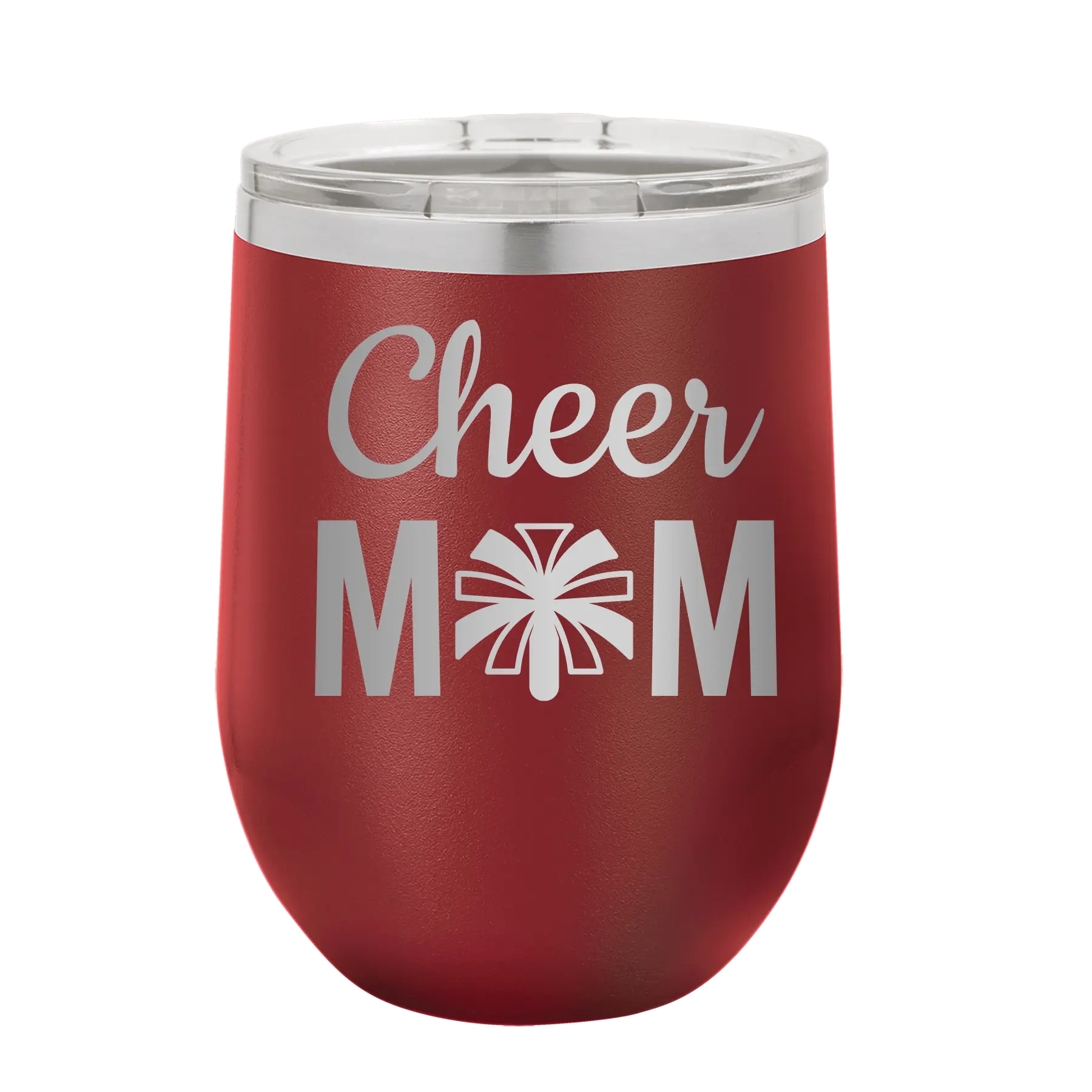 Mom Cheer2 Wine Cup | Maroon