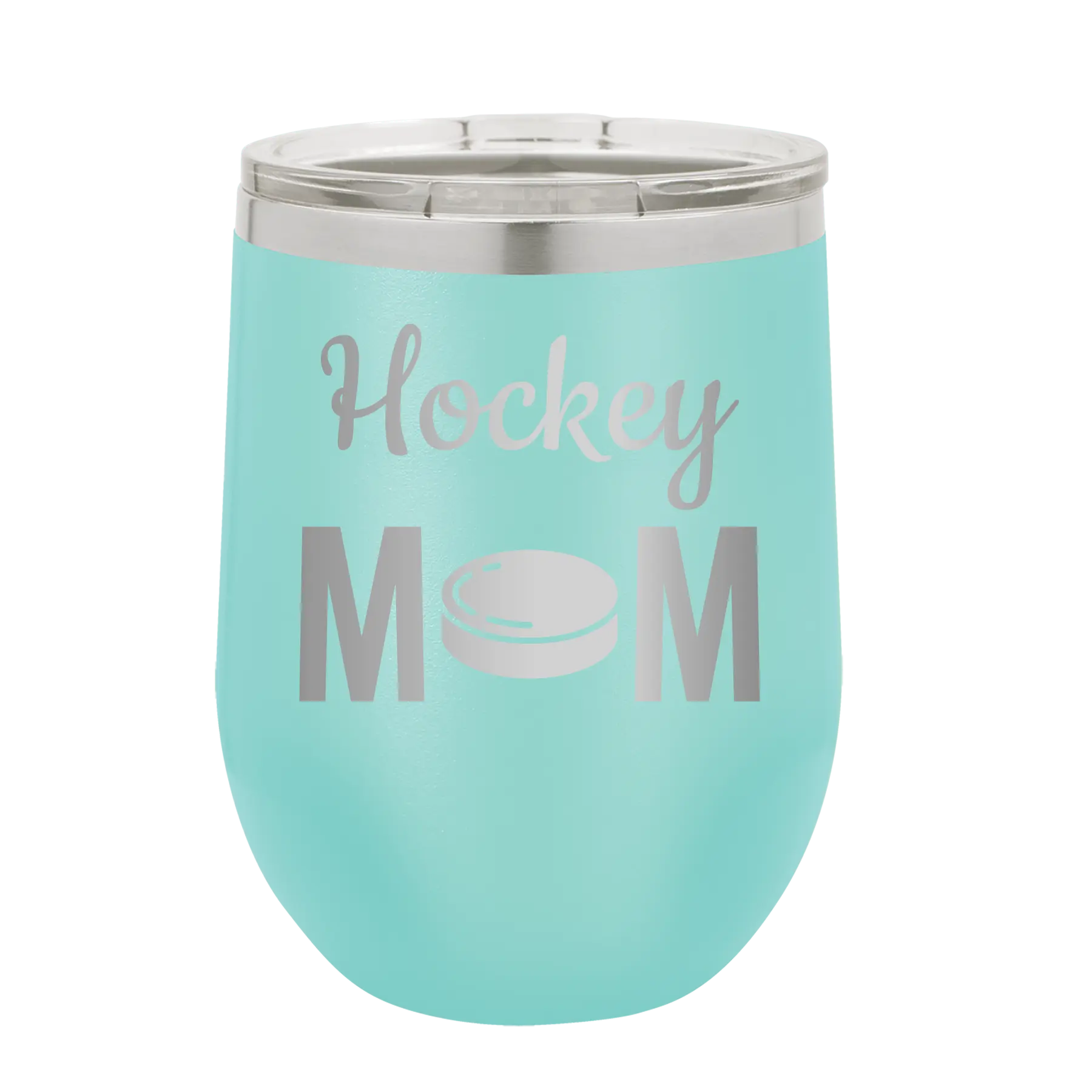 Mom Hockey2 Wine Cup | Teal