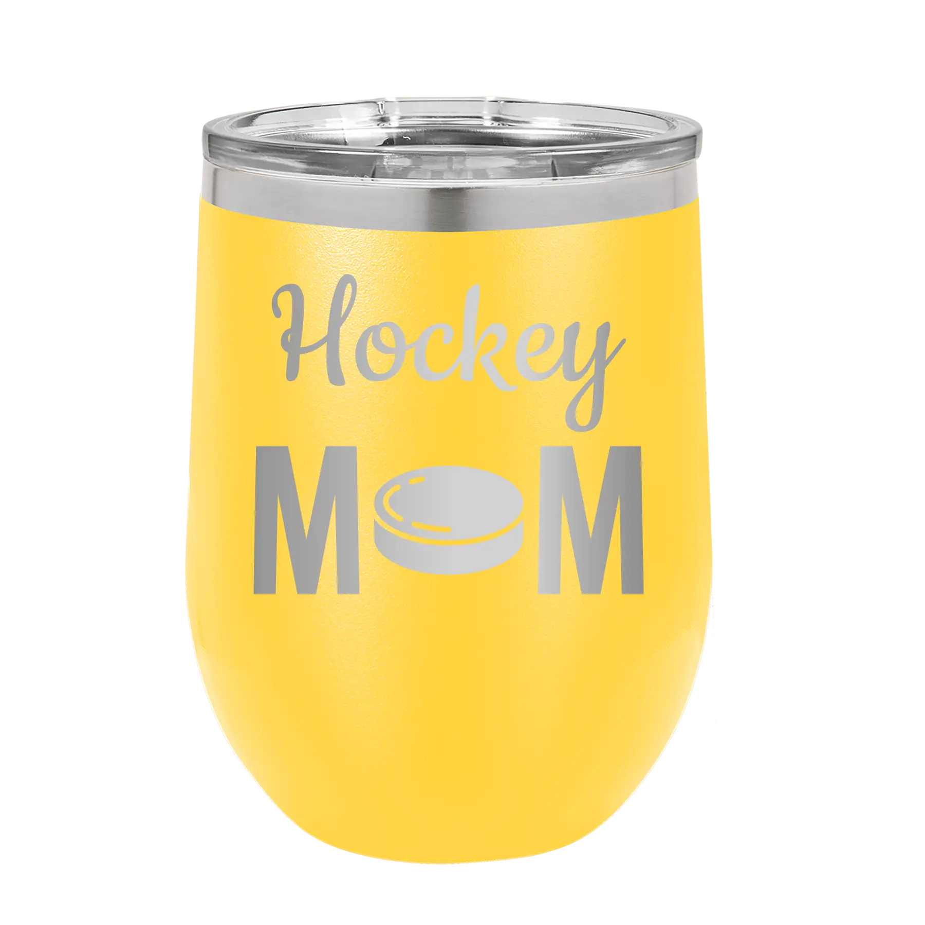 Mom Hockey2 Wine Cup | Yellow