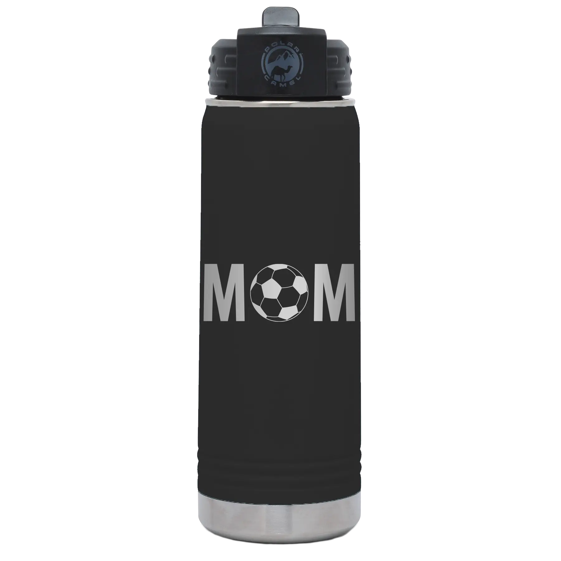 Mom Soccer 20 oz Water Bottle | Black