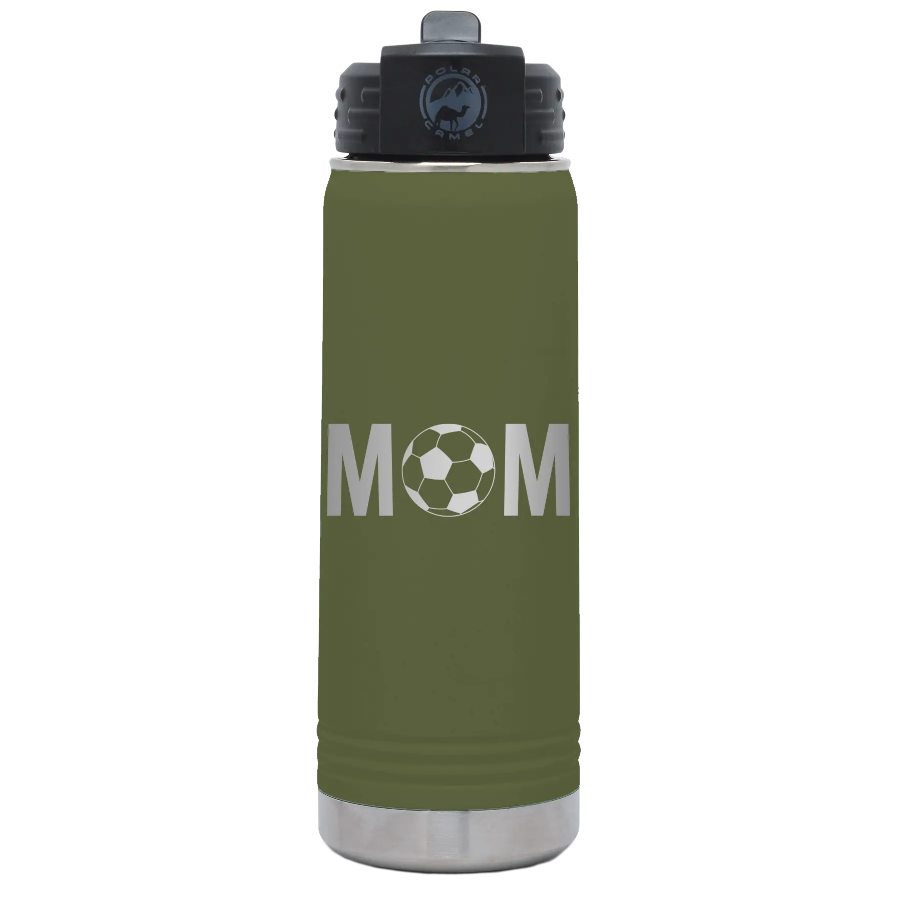 Mom Soccer 20 oz Water Bottle | Olive Green