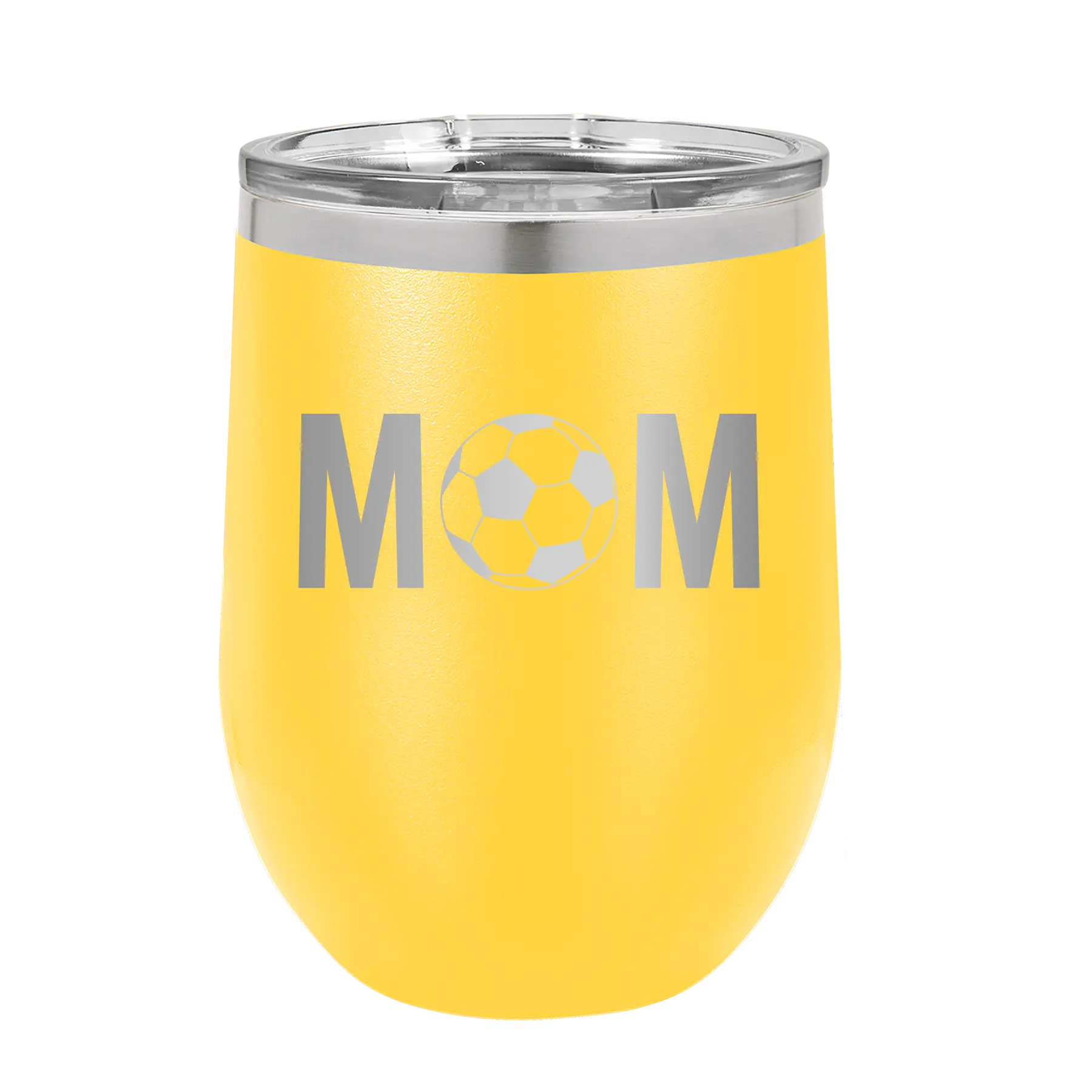 Mom Soccer Wine Cup | Yellow