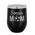 Mom Soccer2 Wine Cup | Black
