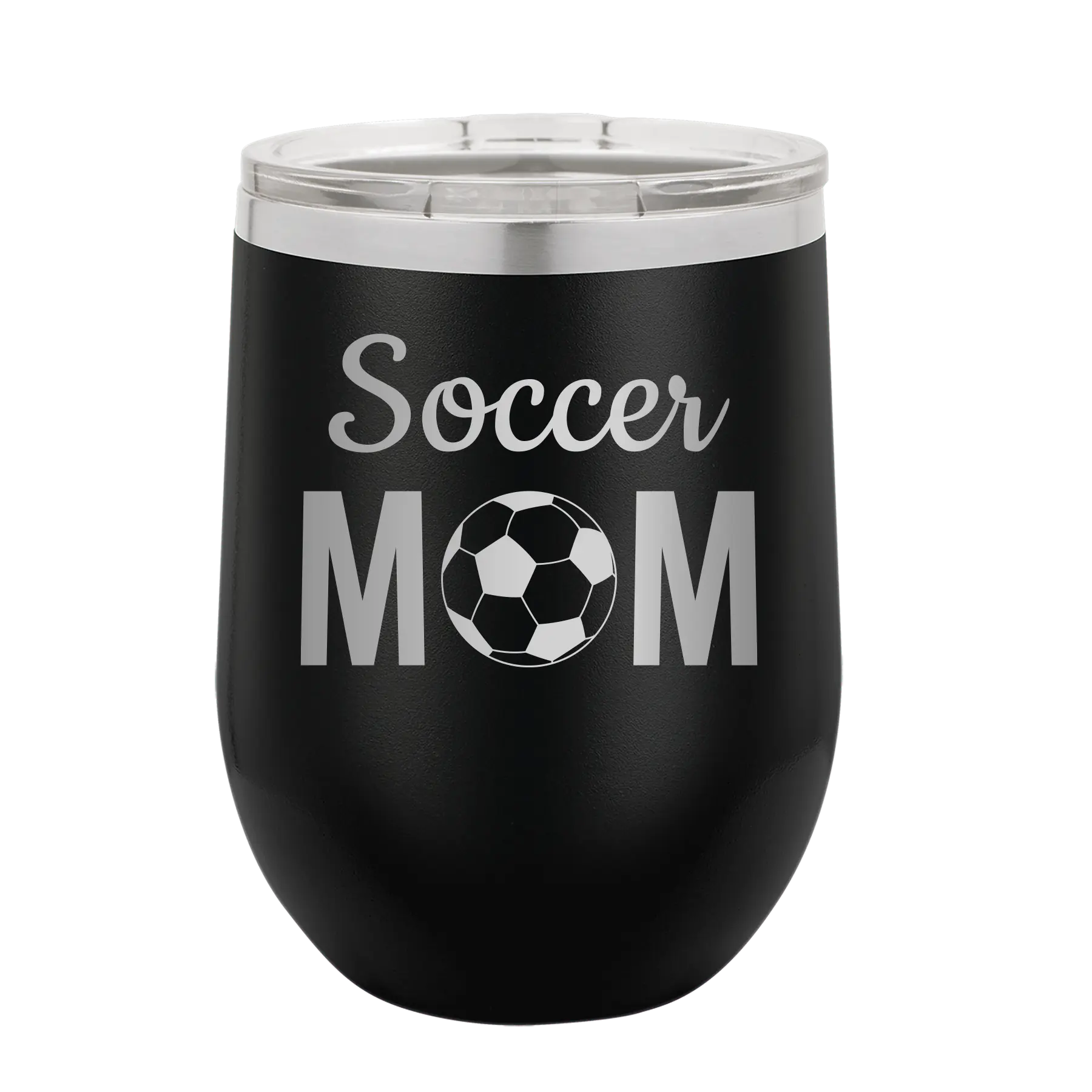 Mom Soccer2 Wine Cup | Black