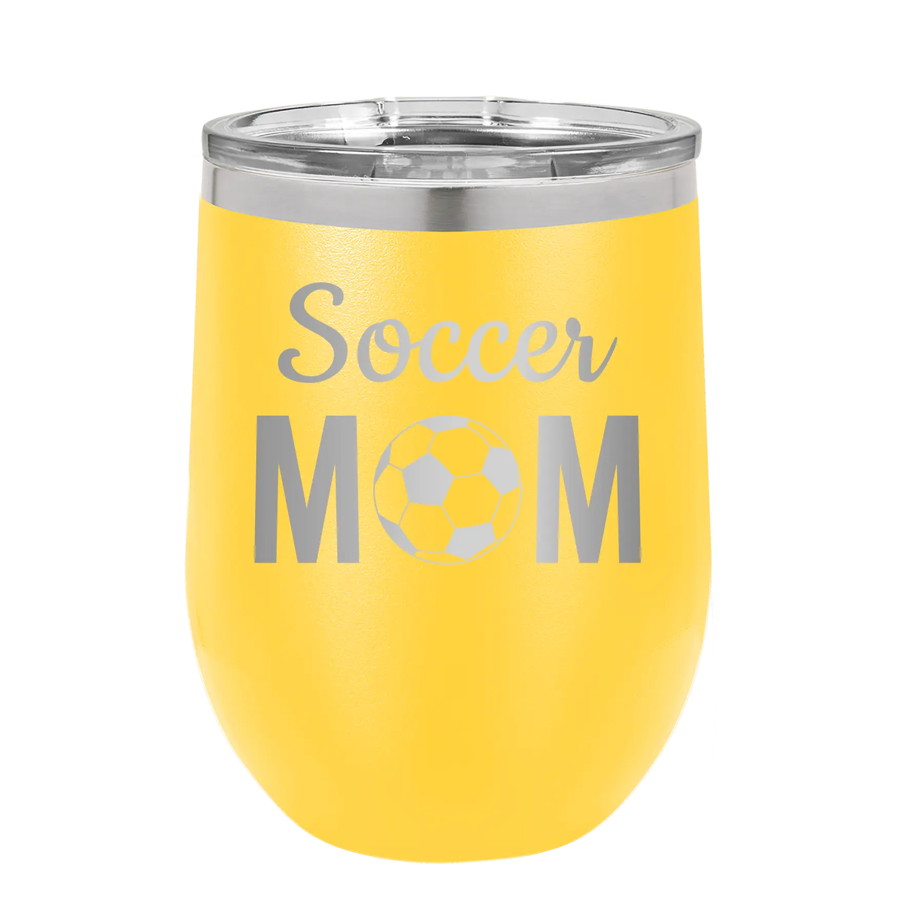 Mom Soccer2 Wine Cup | Yellow