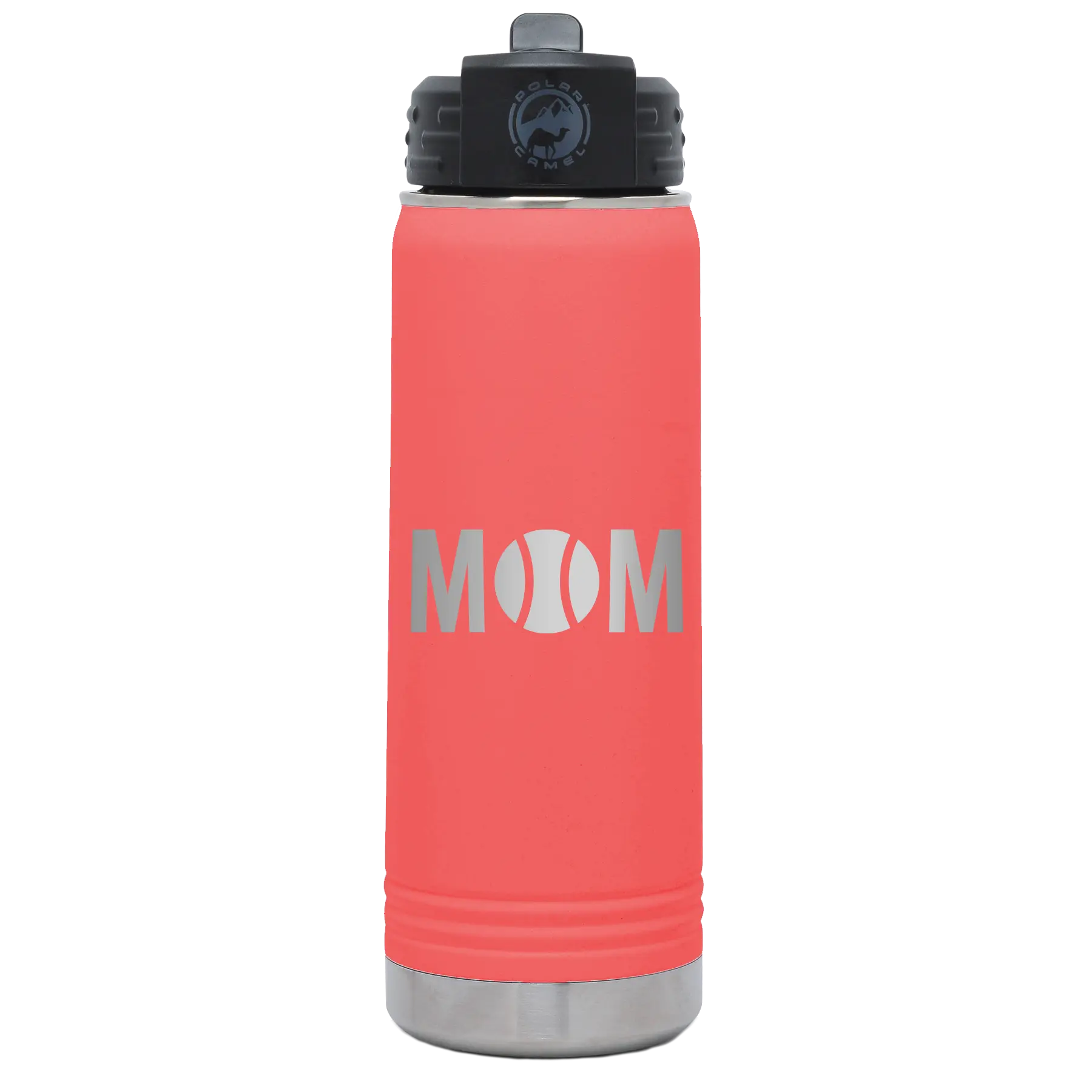 Mom Tennis 20 oz Water Bottle | Coral