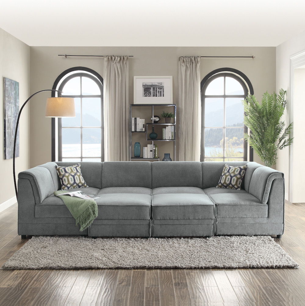 Bois - Modular Armless Chair - Gray Velvet