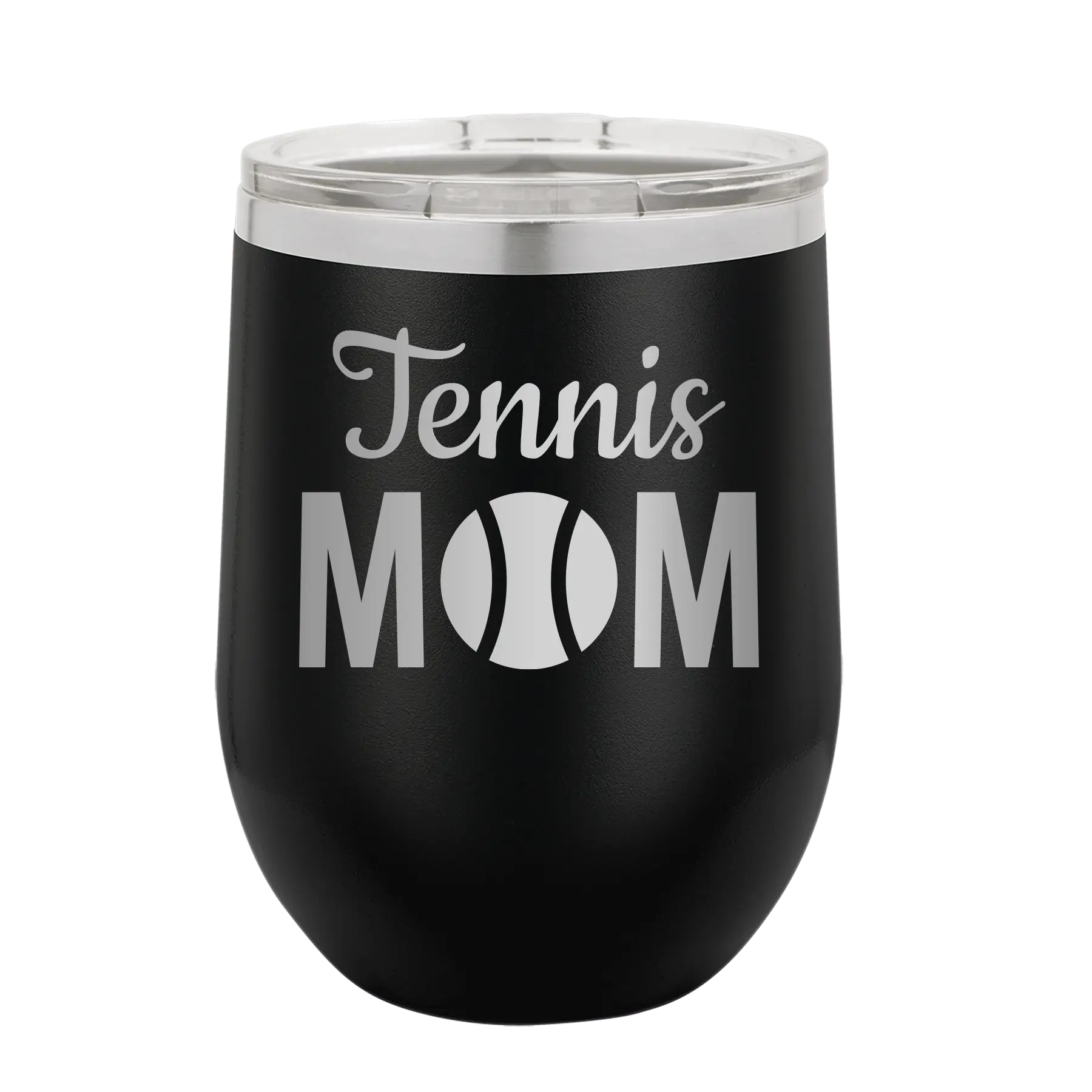 Mom Tennis2 Wine Cup | Black