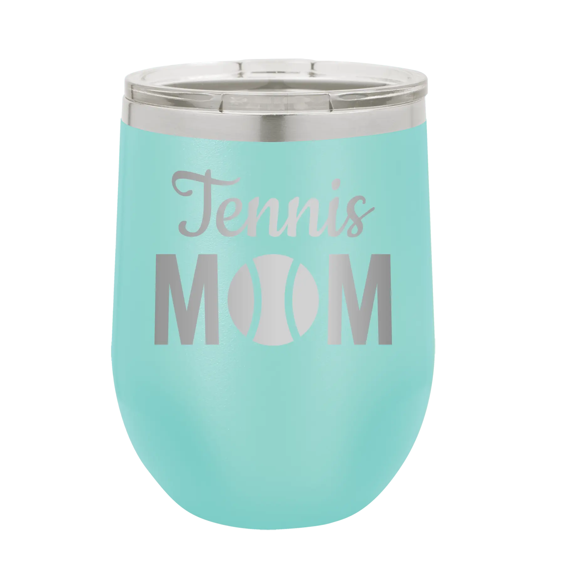 Mom Tennis2 Wine Cup | Teal