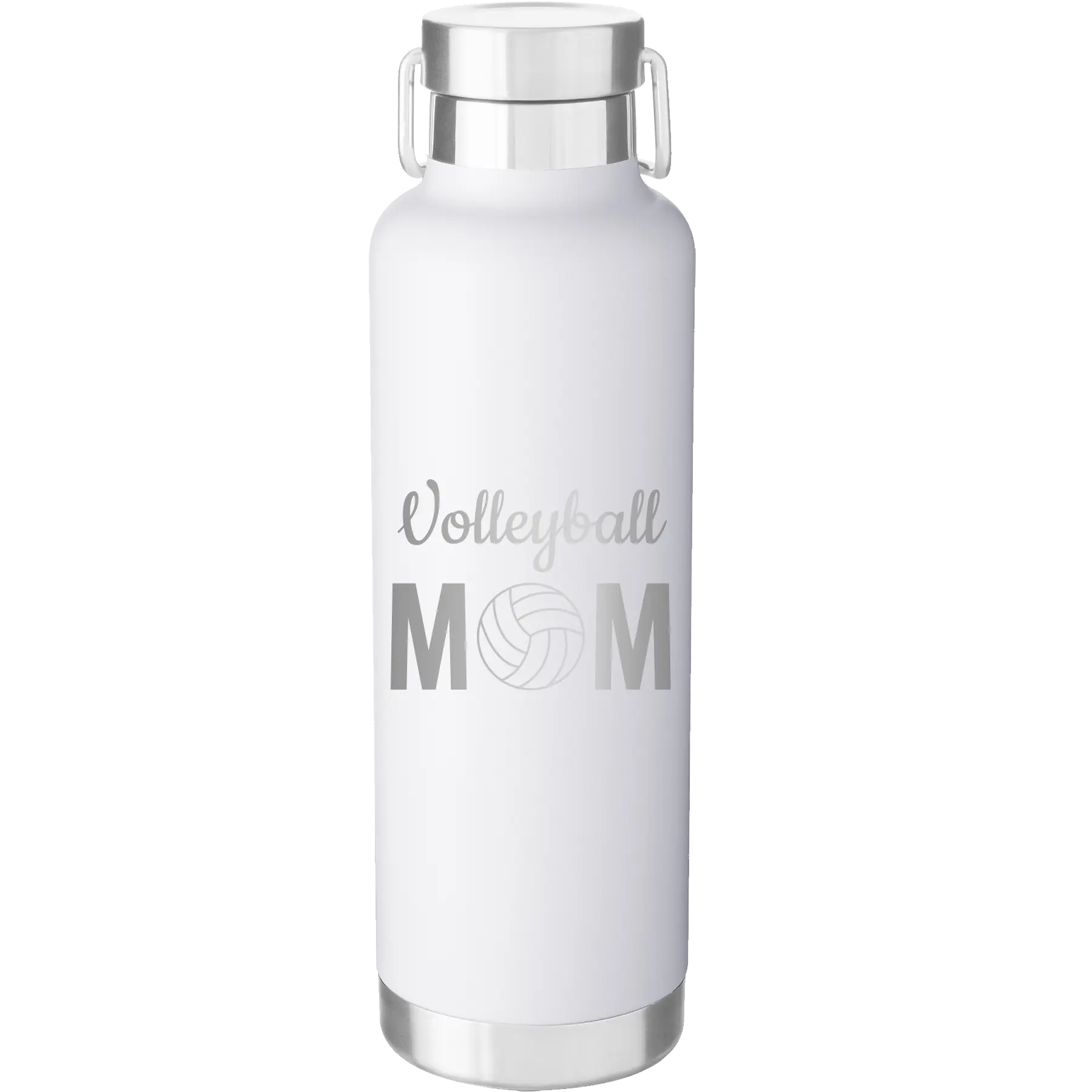 Mom Volleyball2 24 oz Water Bottle | White