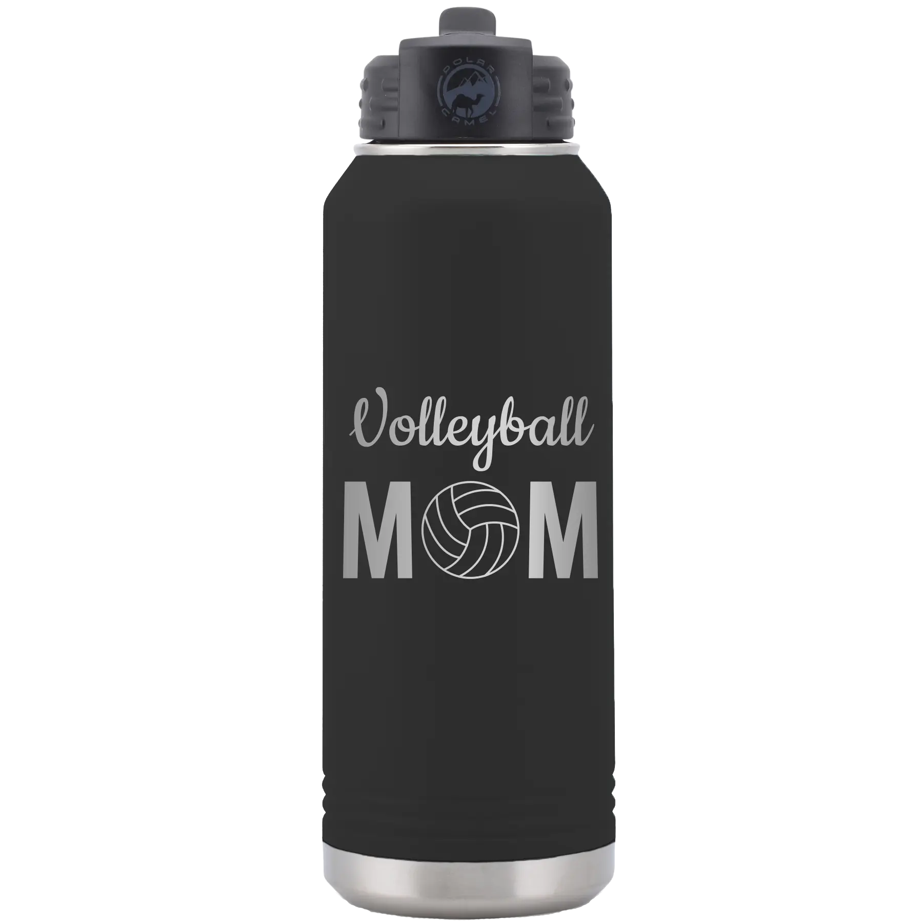 Mom Volleyball2 32 oz Water Bottle | Black