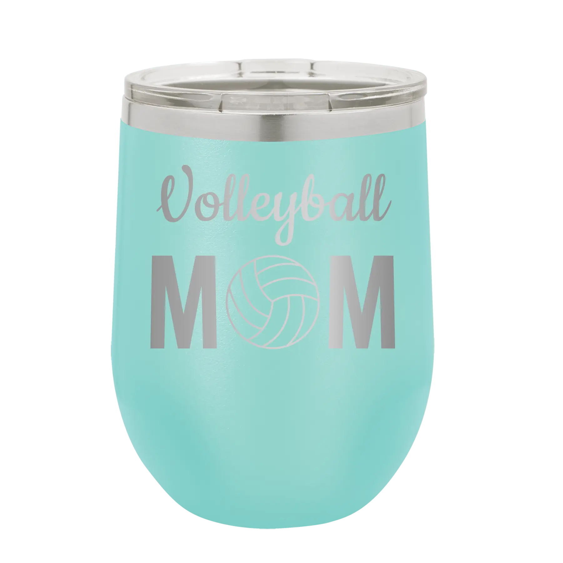 Mom Volleyball2 Wine Cup | Teal