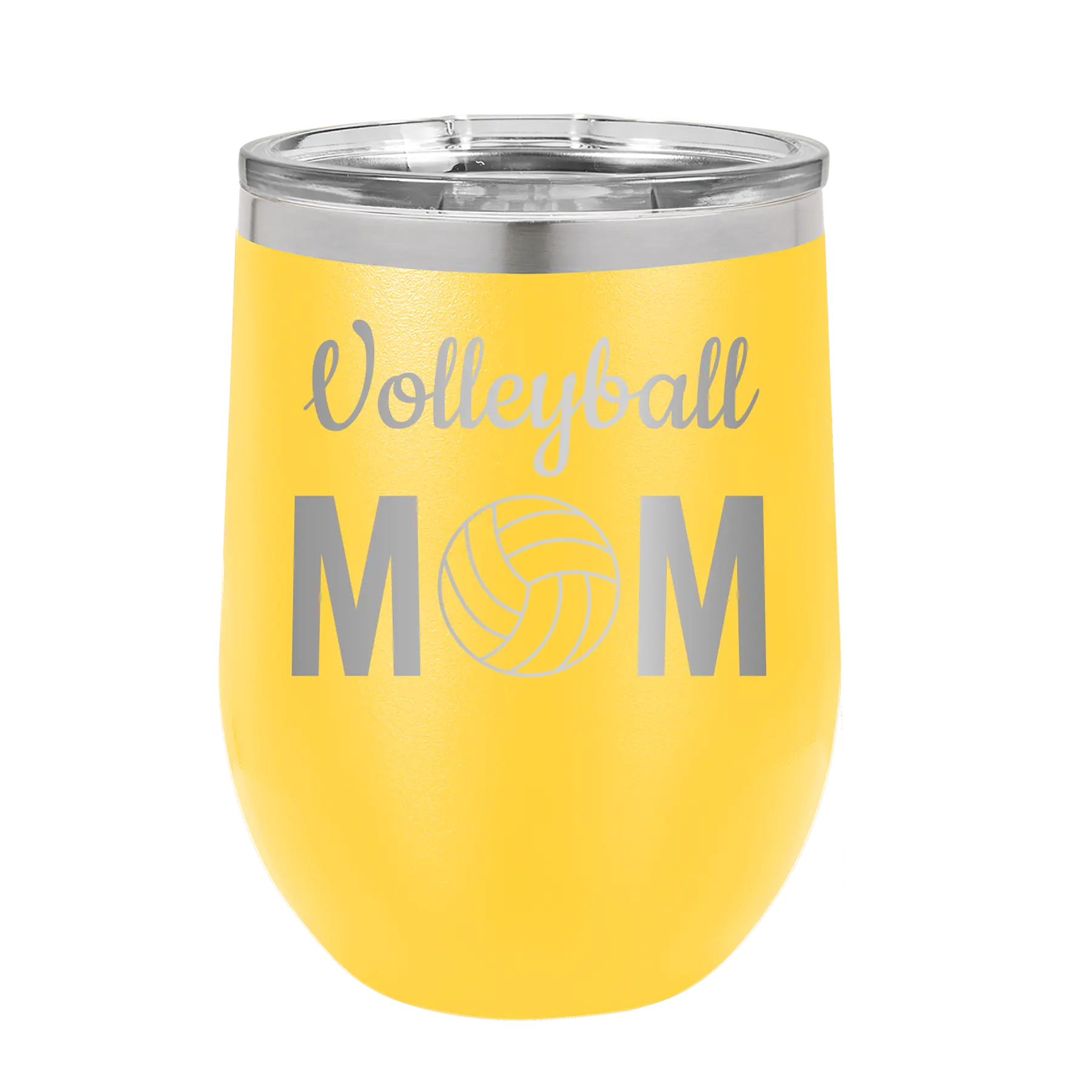 Mom Volleyball2 Wine Cup | Yellow