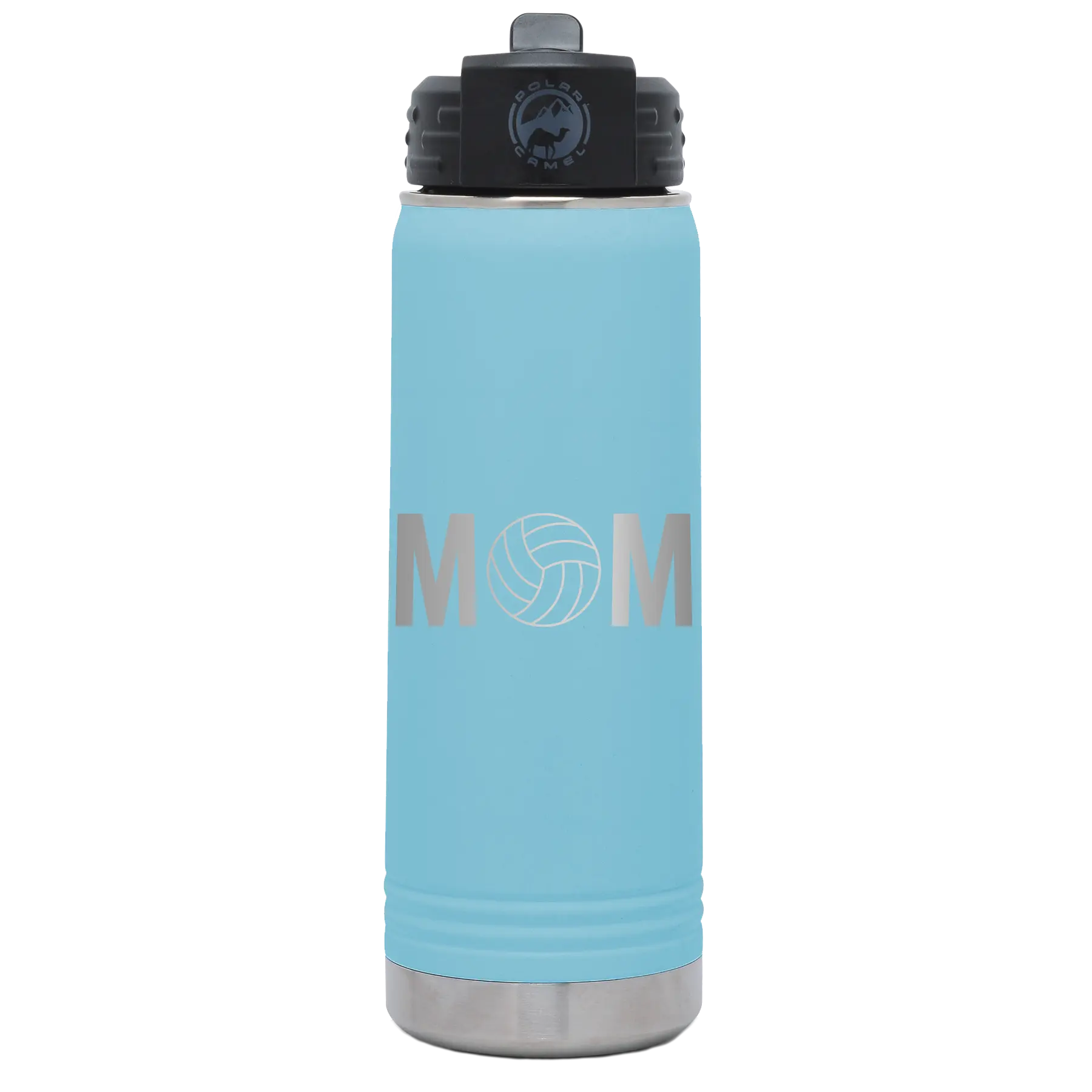 Mom Volleyball 20 oz Water Bottle | Light Blue