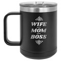Wife Mom Boss 15 oz Mug | Black