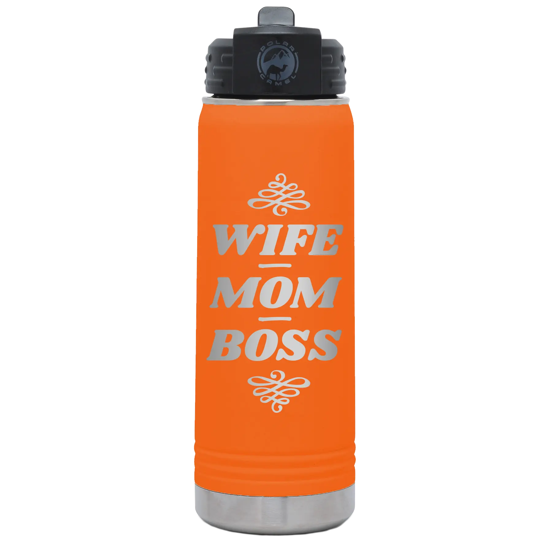 Wife Mom Boss 20 oz Water Bottle | Orange