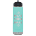 Wife Mom Boss 20 oz Water Bottle | Teal