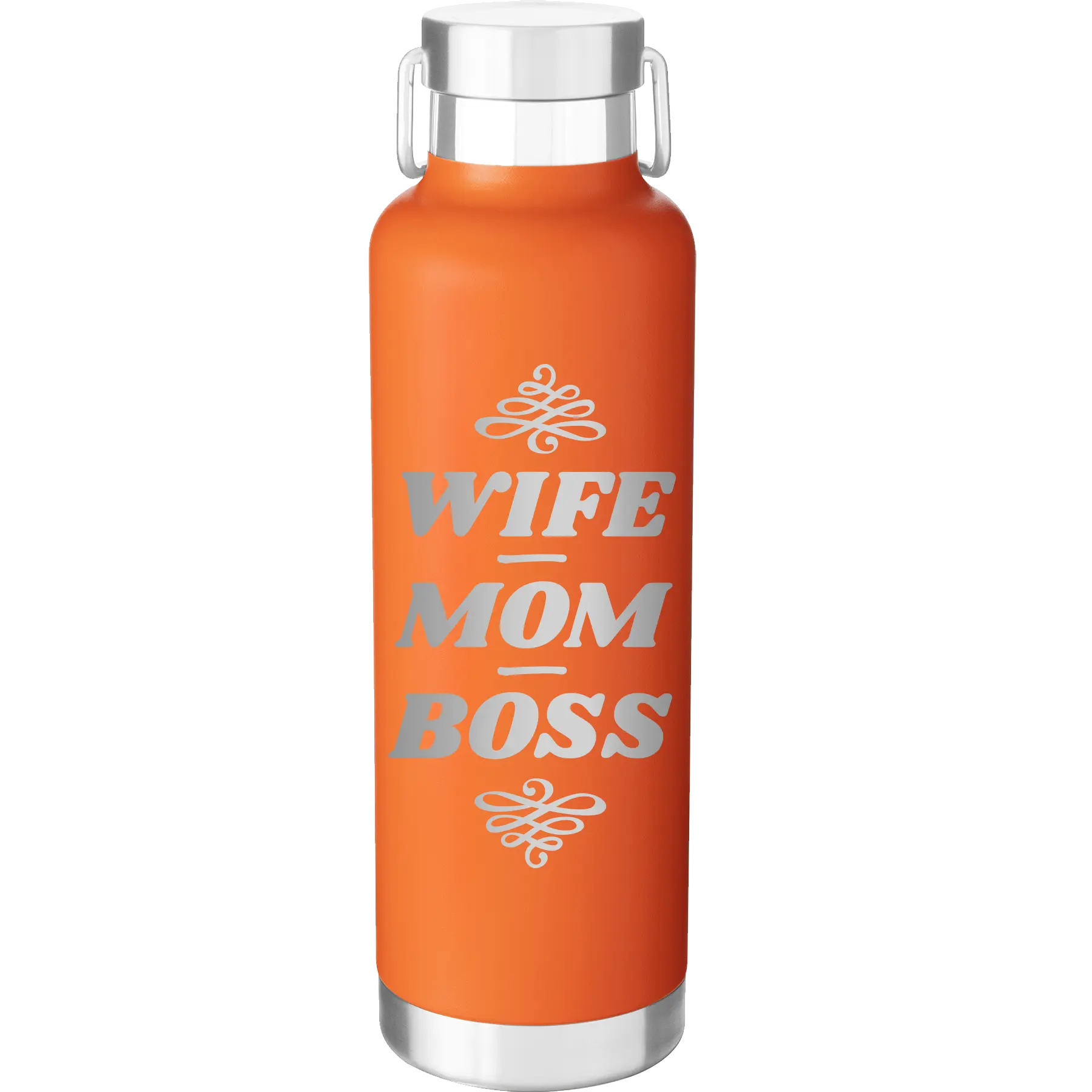 Wife Mom Boss 24 oz Water Bottle | Orange