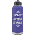 Wife Mom Boss 32 oz Water Bottle | Purple
