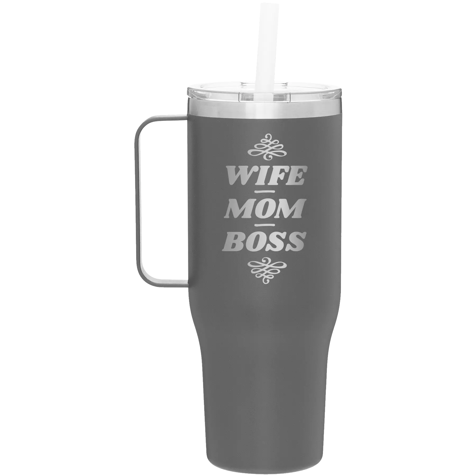 Wife Mom Boss 40 oz Tumbler Mug | Slate