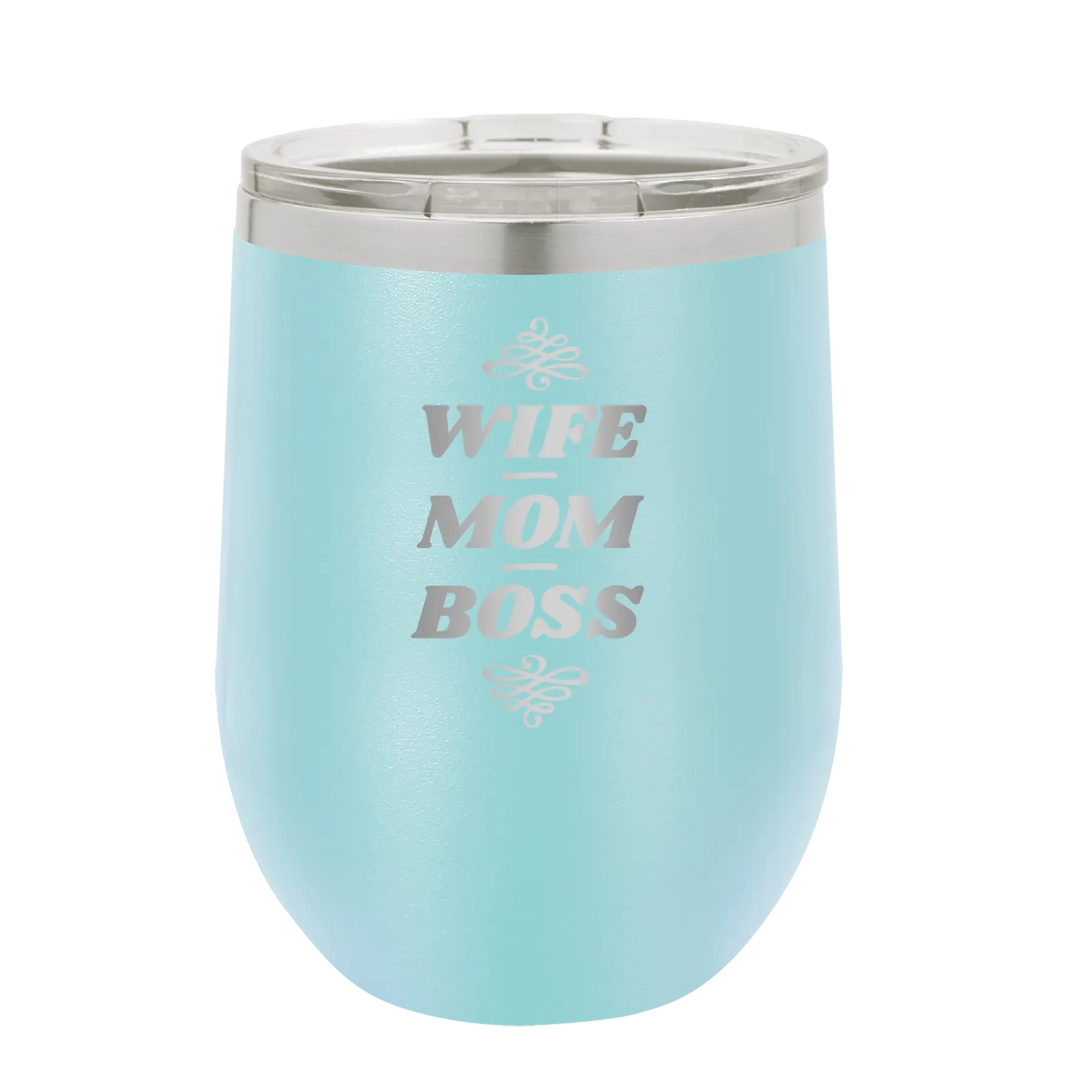 Wife Mom Boss Wine Cup | Light Blue