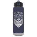 Awesome Dads have Tattoos and Beards 20 oz Water Bottle | Navy