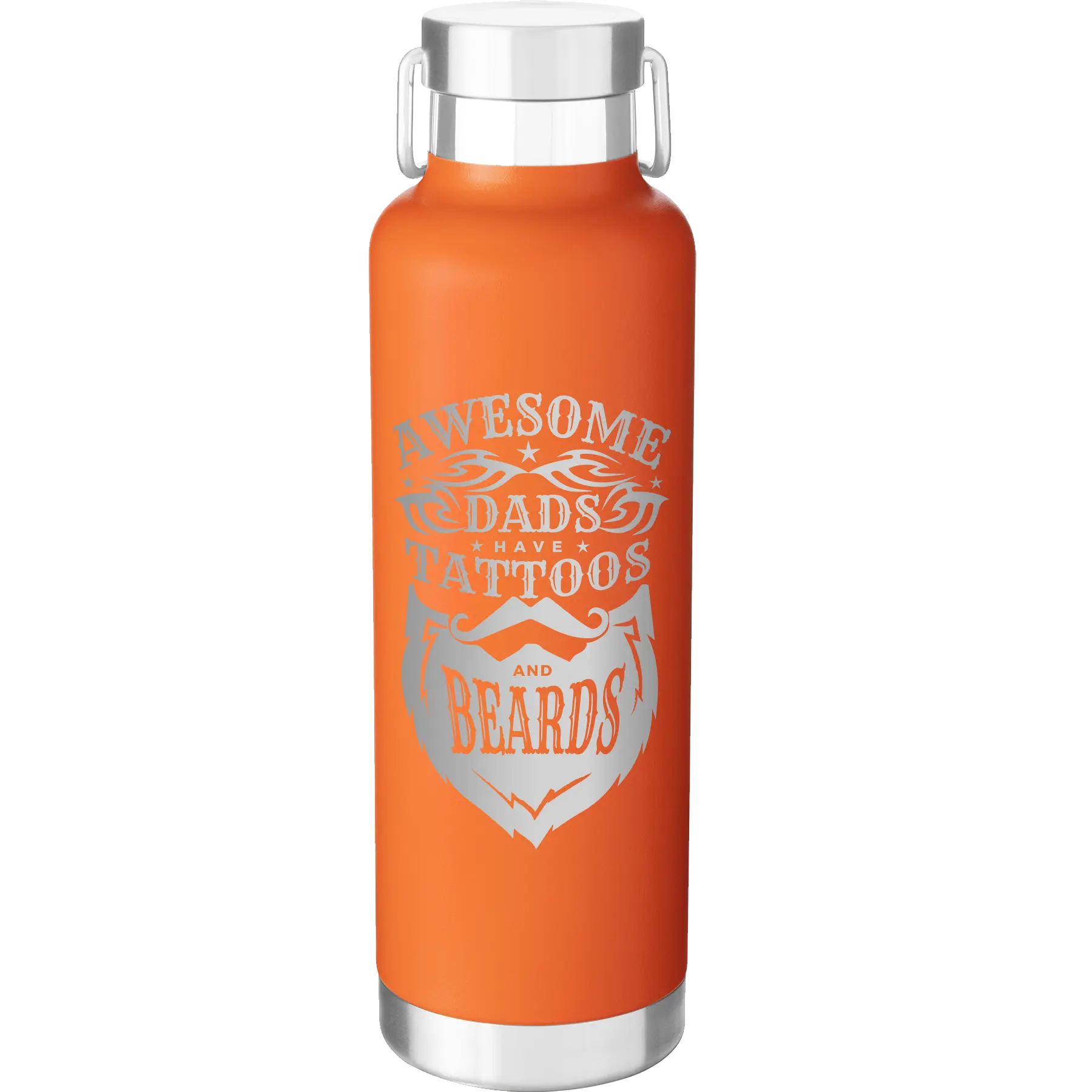 Awesome Dads have Tattoos and Beards 24 oz Water Bottle | Orange