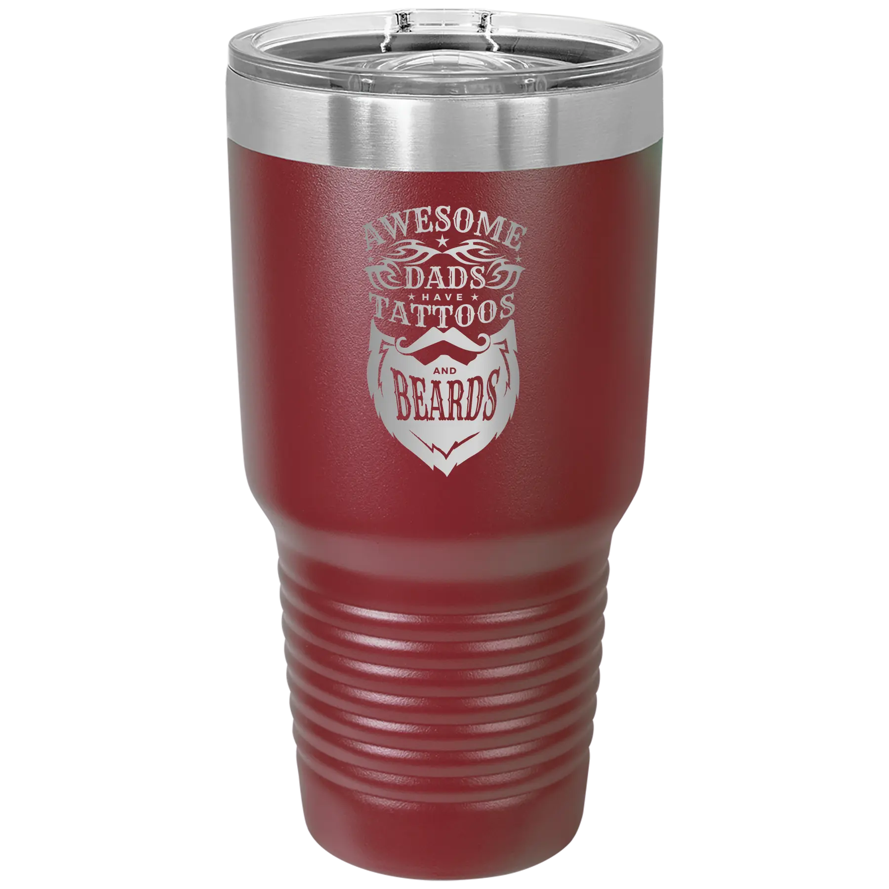 Awesome Dads have Tattoos and Beards 30 oz Tumbler | Maroon